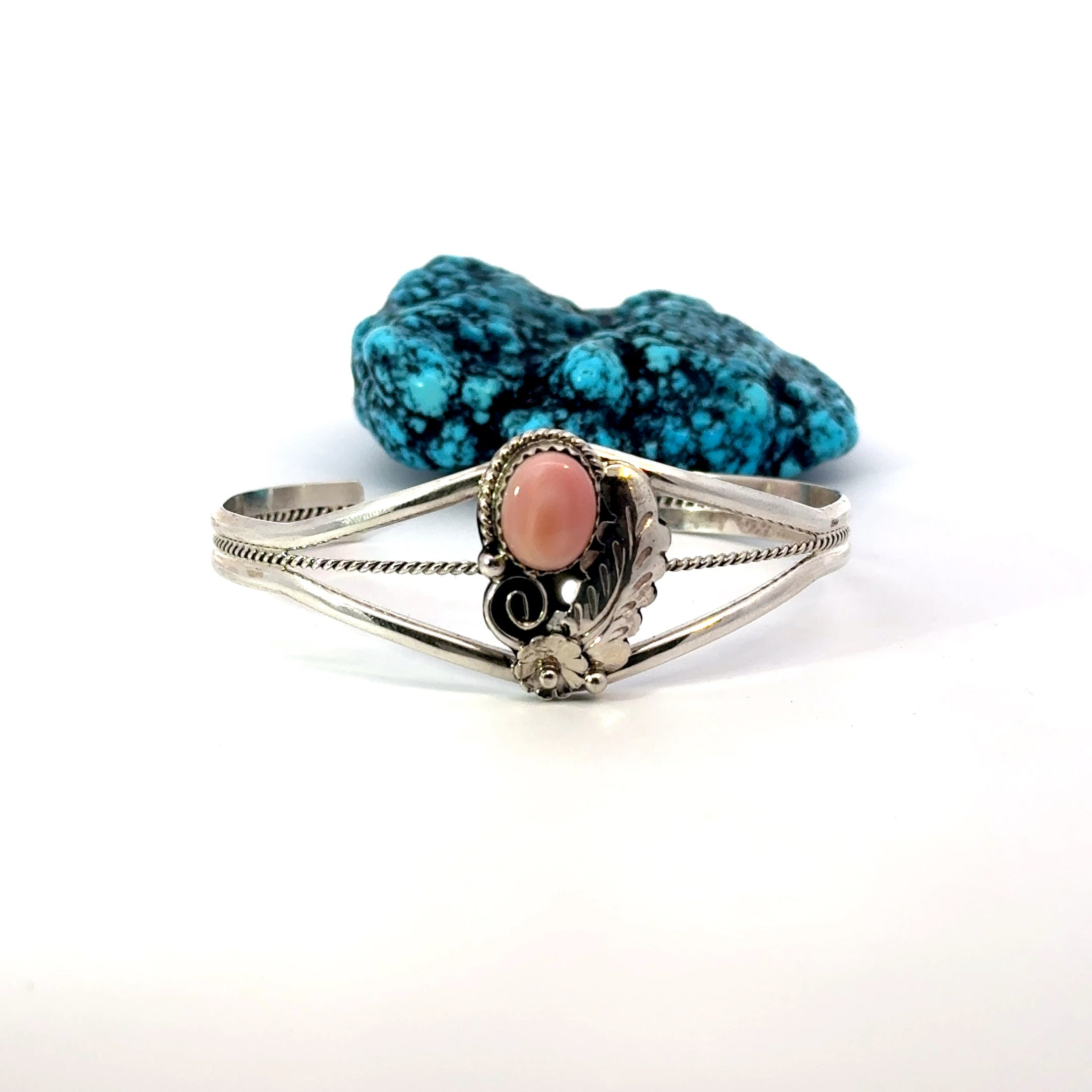Pink Opal Cuff Bracelet in Sterling Silver