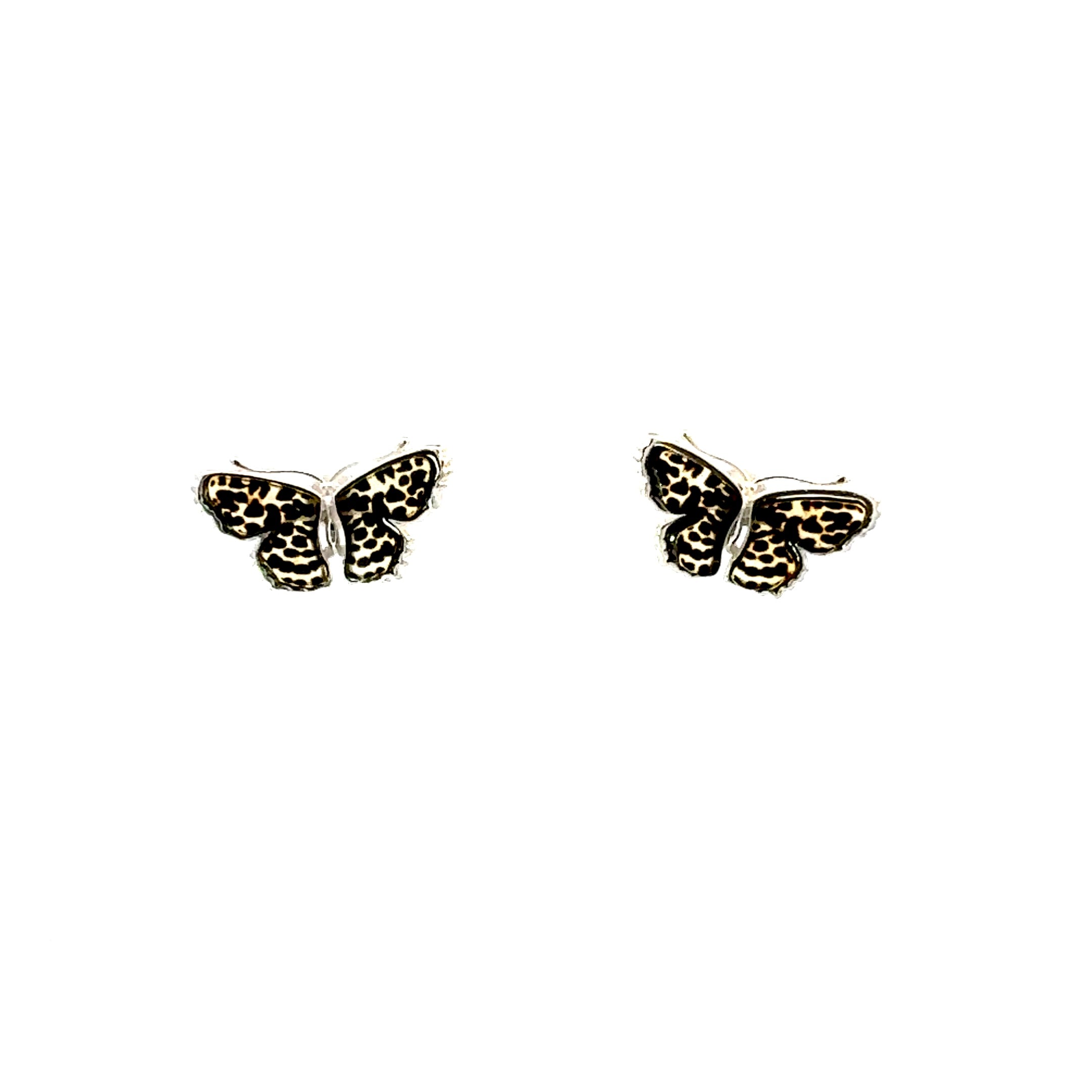 Amber Butterfly Stud Earrings in Sterling Silver