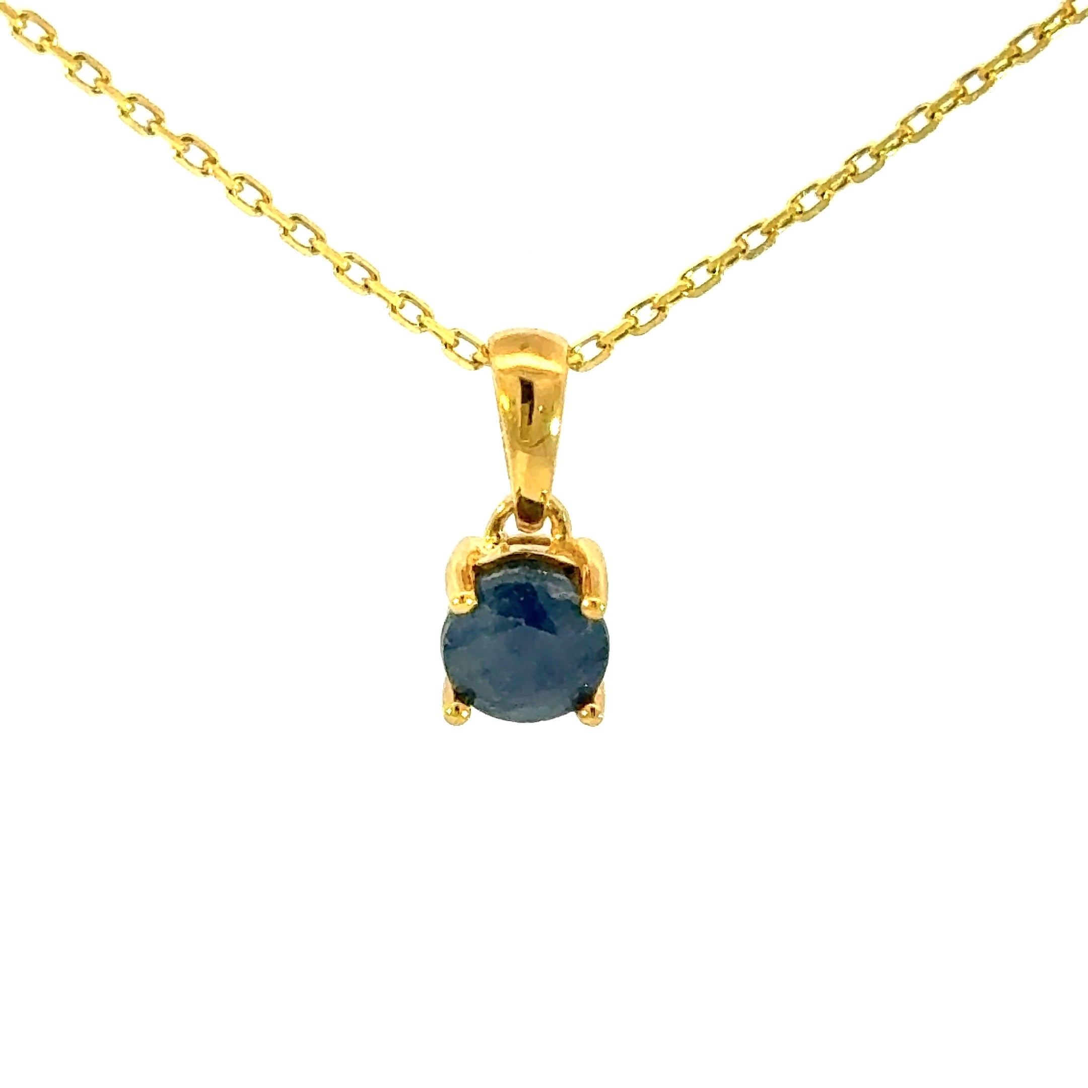 Round Cut Blue Sapphire Pendant Necklace in Vermeil