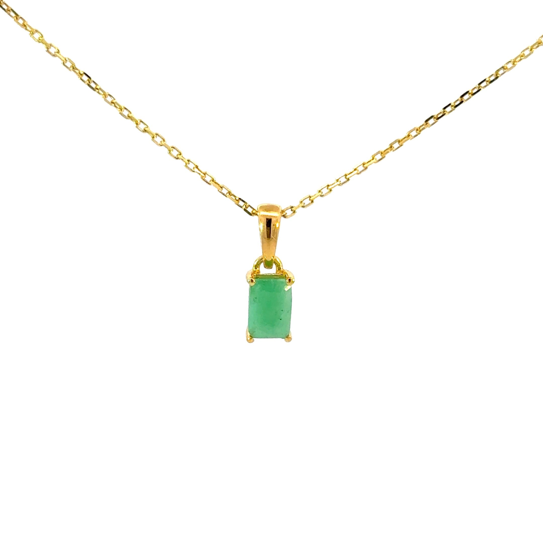 Emerald Cut Emerald Pendant Necklace in Vermeil