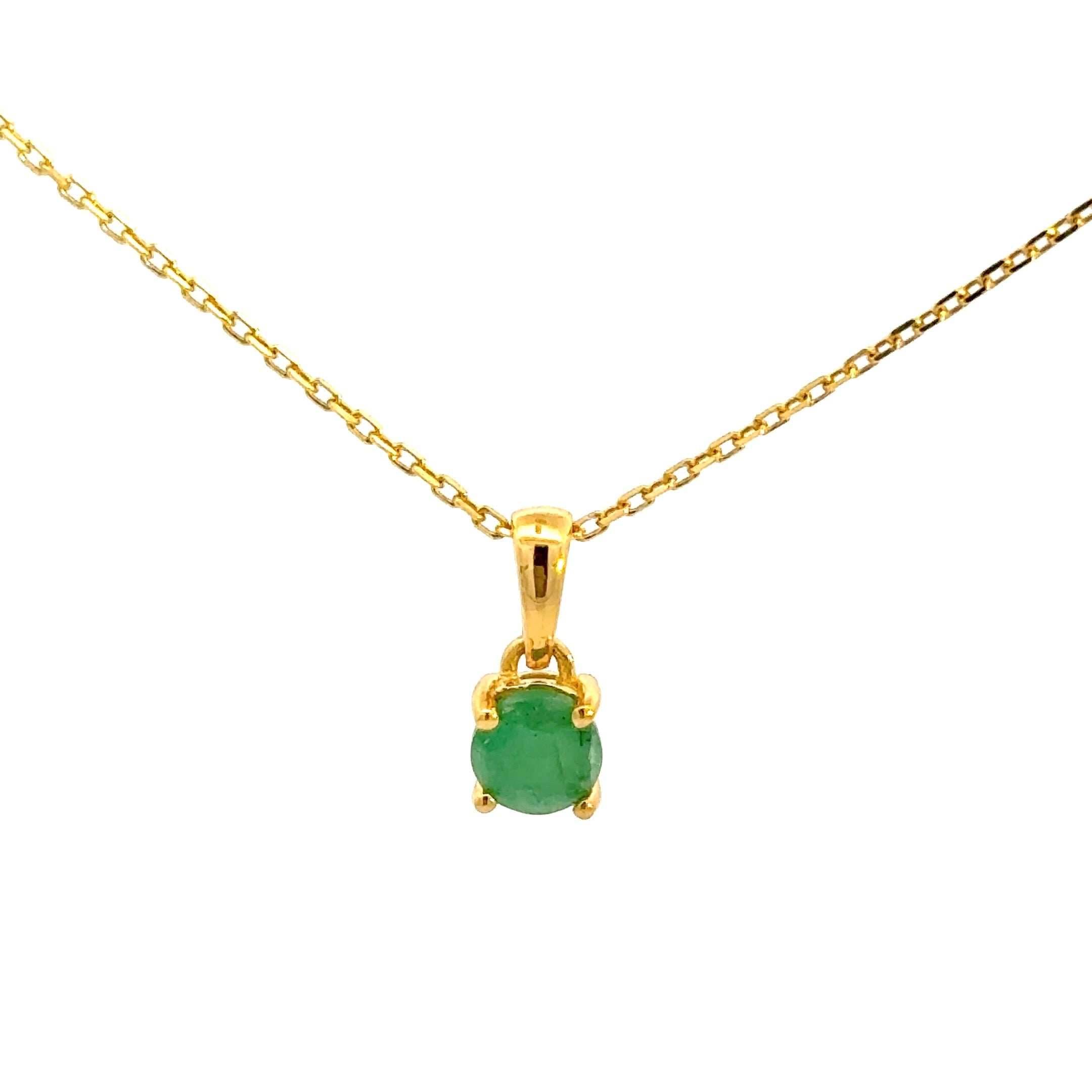 Round Cut Emerald Pendant Necklace in Vermeil