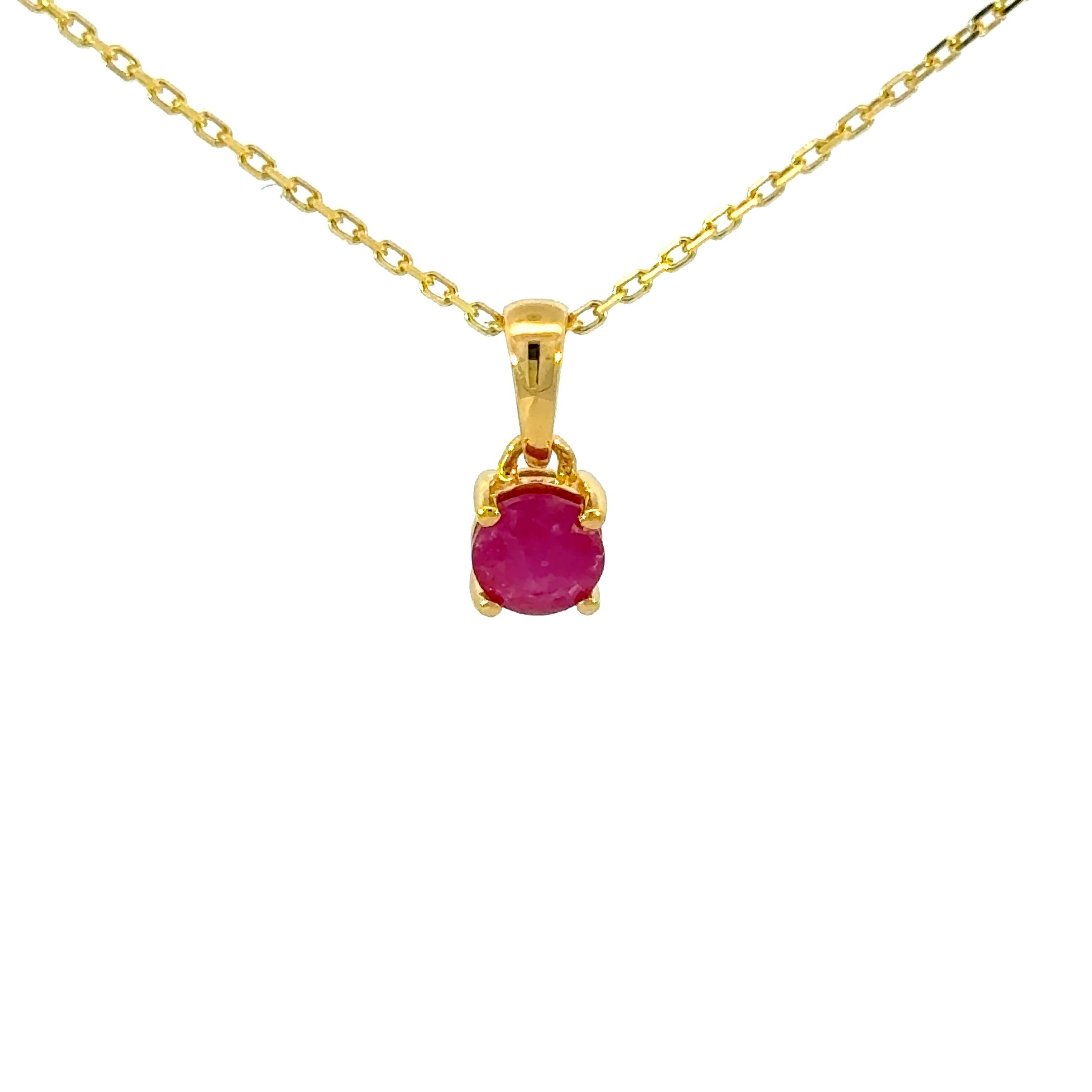 Round Cut Ruby Pendant Necklace in Vermeil