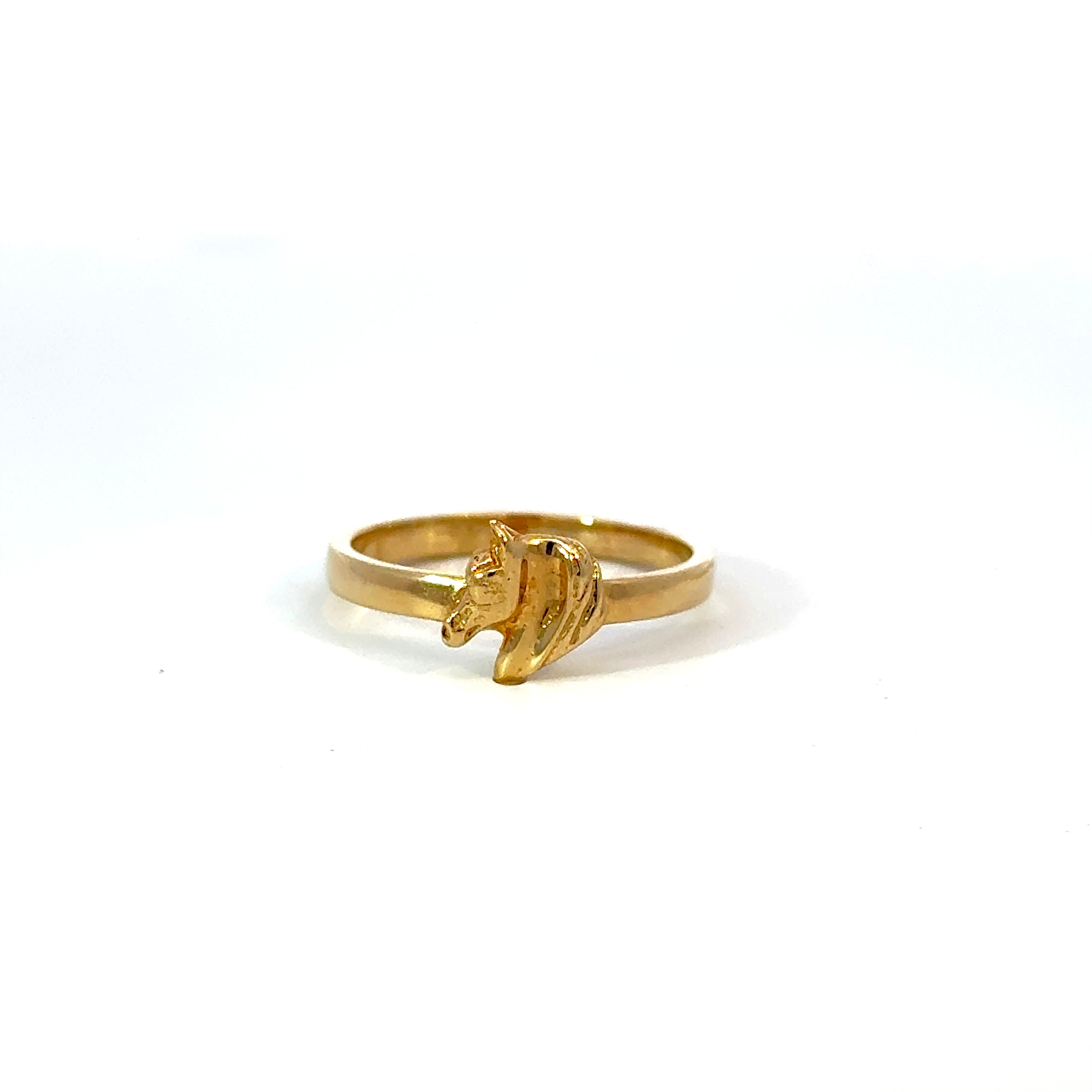 Vintage Horse Head Ring in 14K Yellow Gold