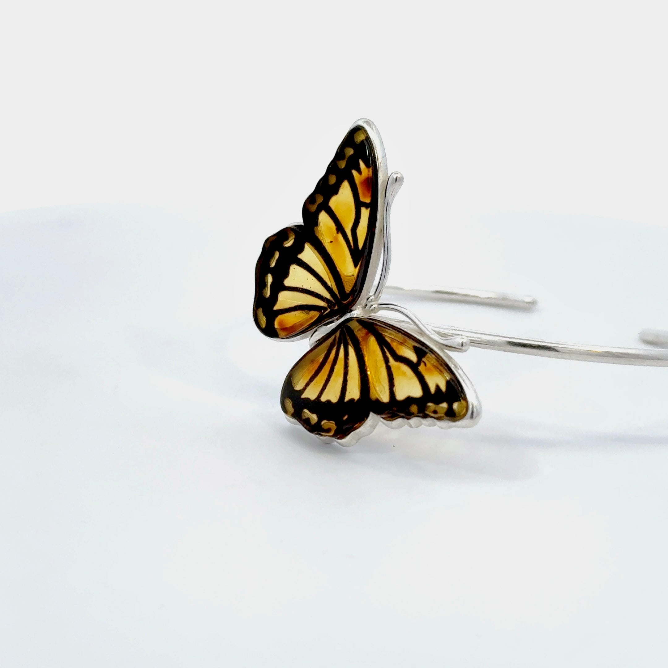 Amber Butterfly Bracelet set in Sterling Silver