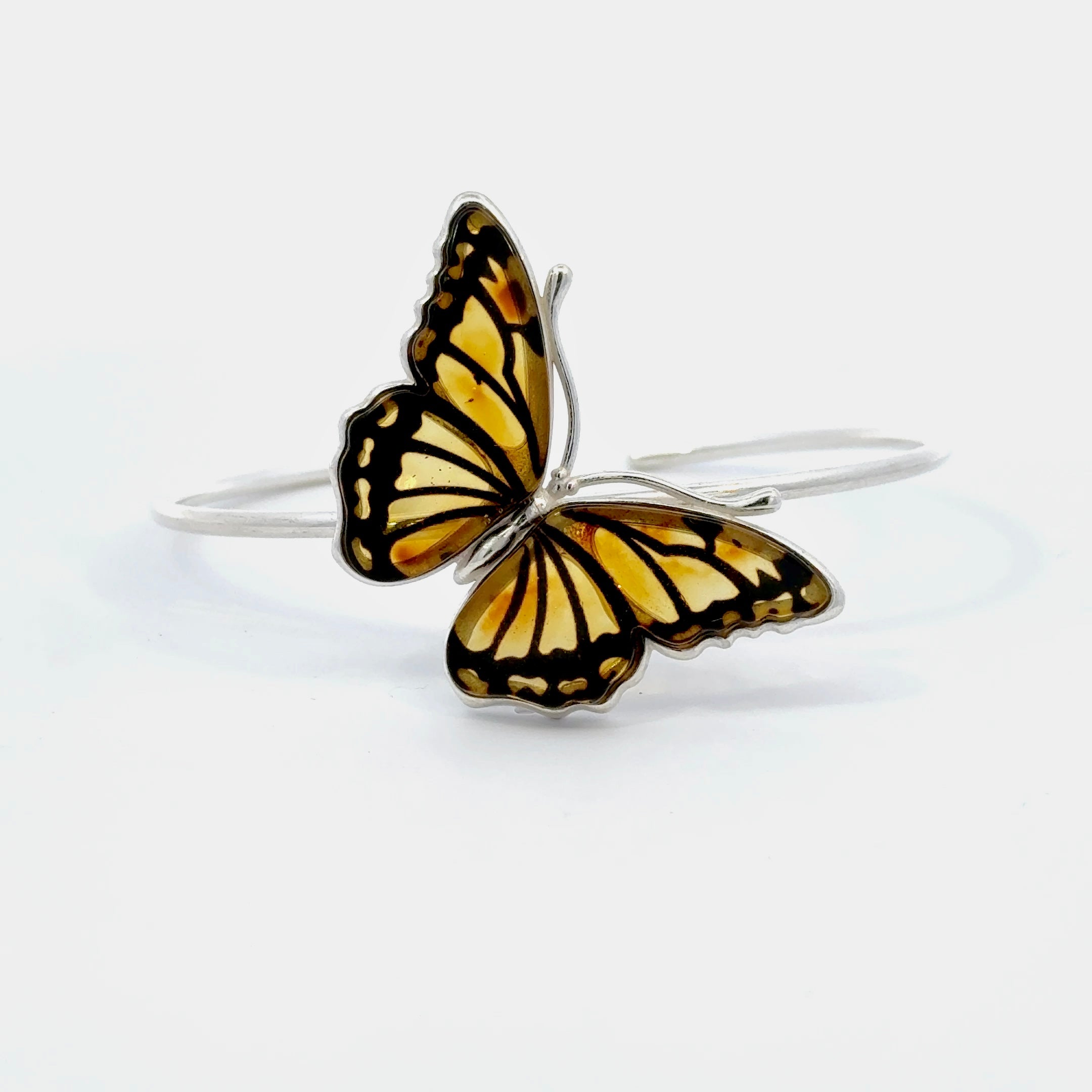 Amber Butterfly Bracelet in Sterling Silver