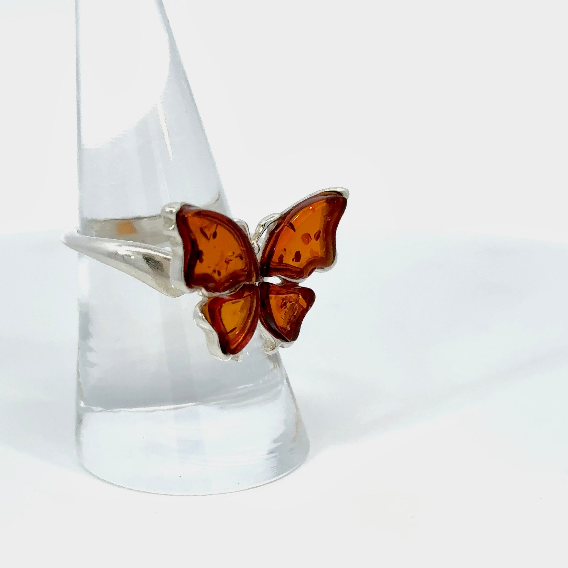 Amber Butterfly Ring set in Sterling Silver