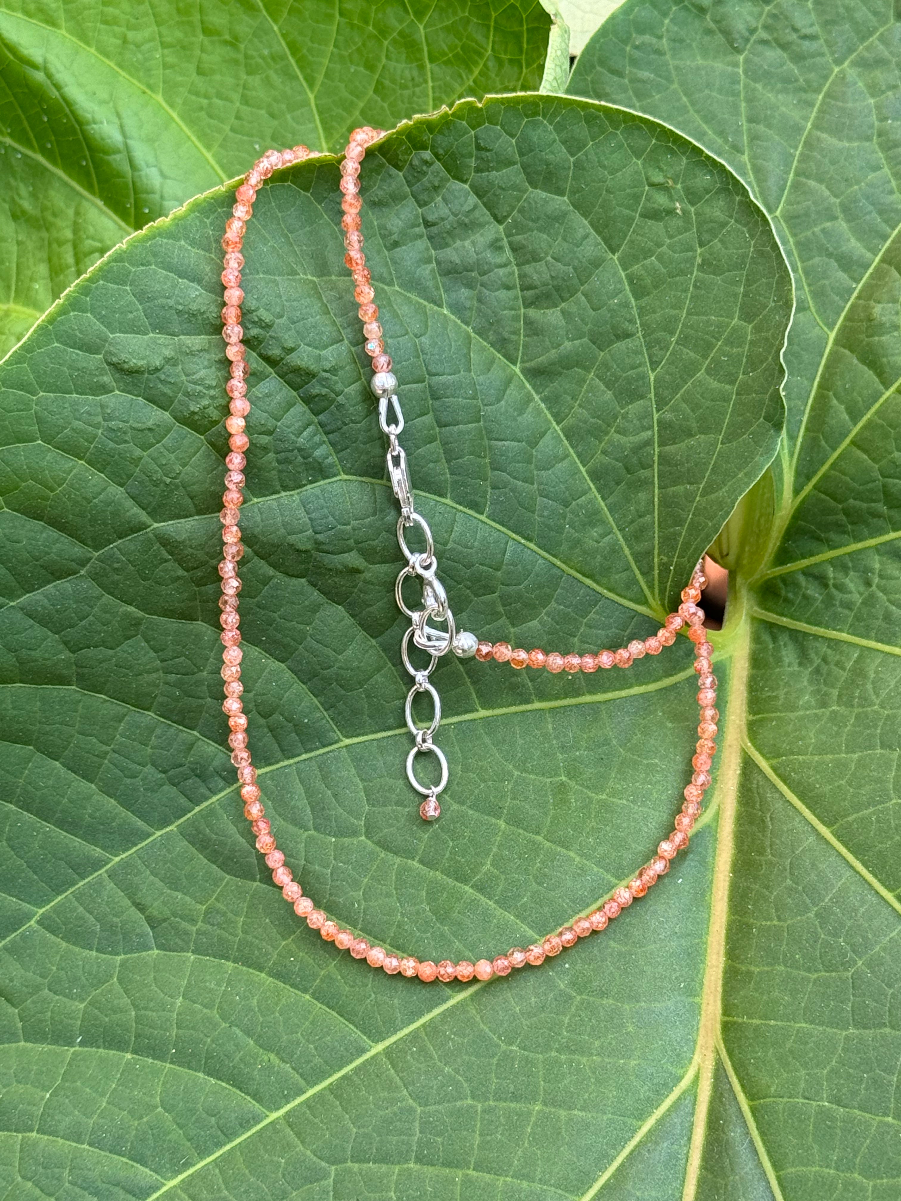 Faceted Sunstone Beaded Necklace