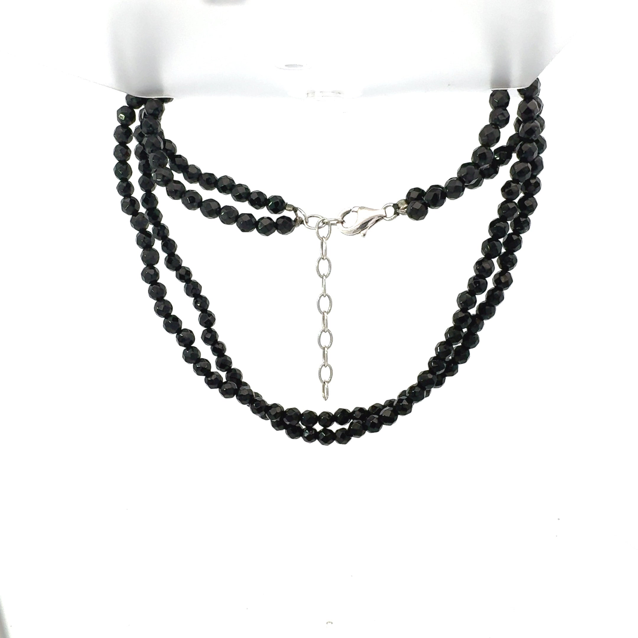 Vintage Black Spinel Necklace in Sterling Silver