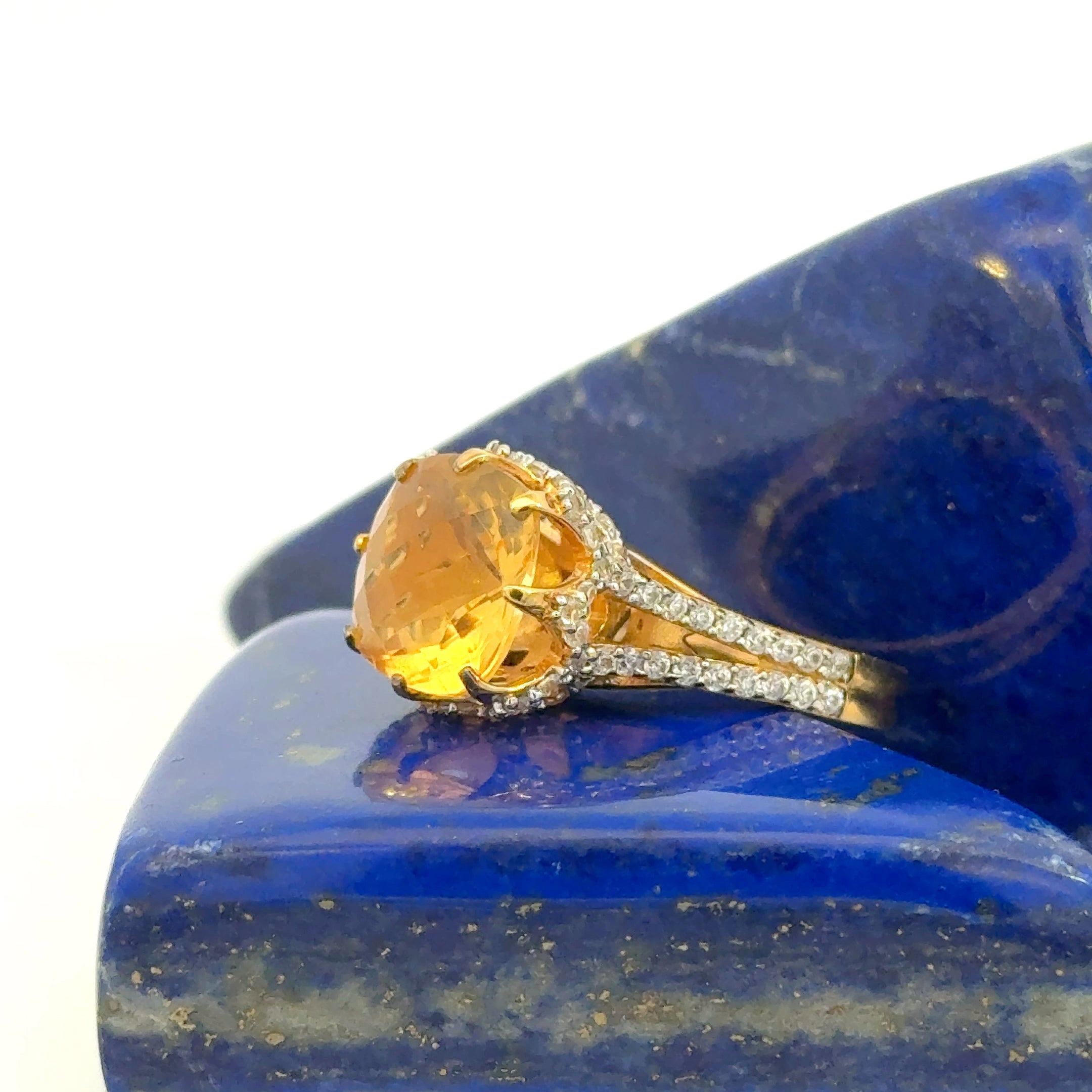 Citrine and CZ Ring in Vermeil