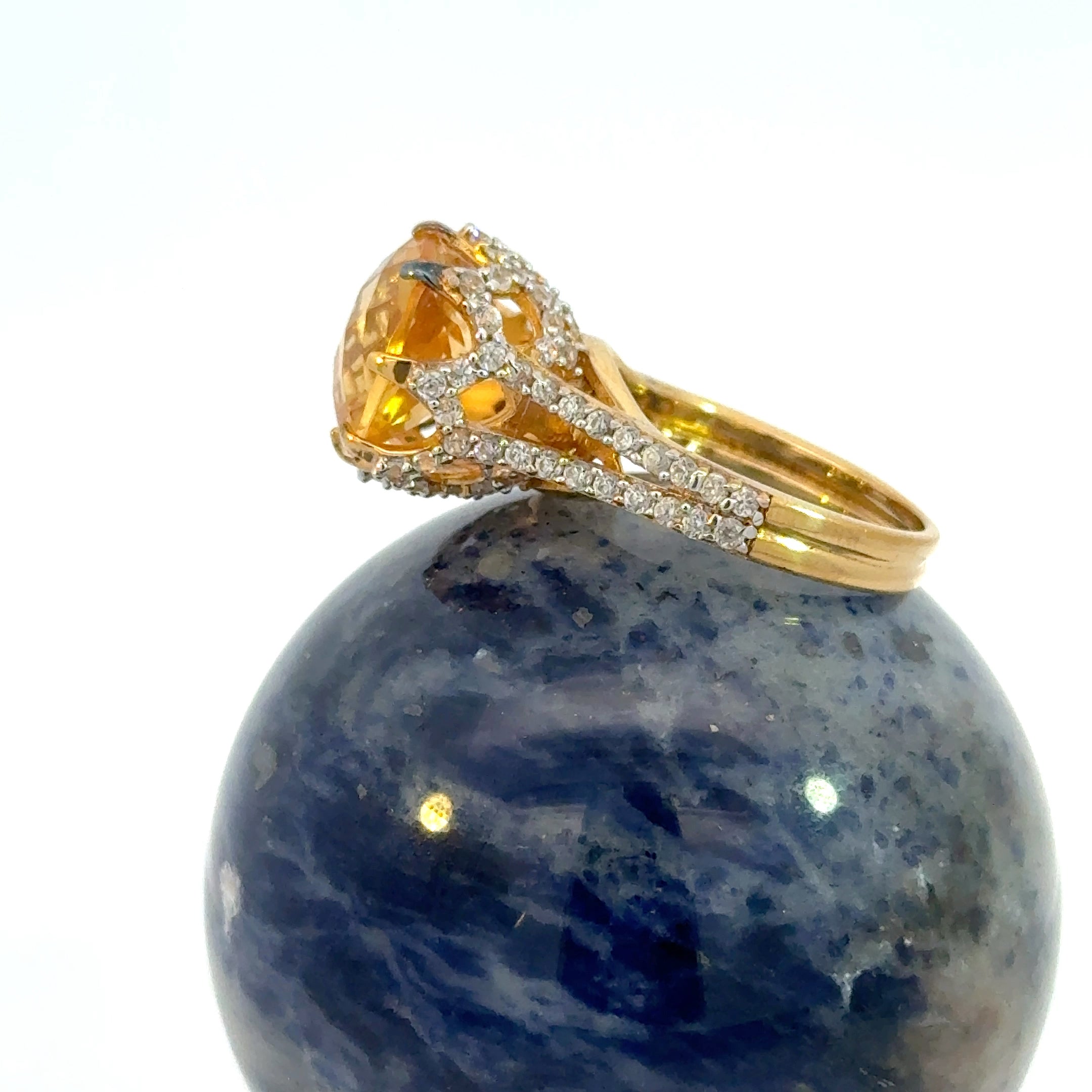 Citrine and CZ Ring in Vermeil