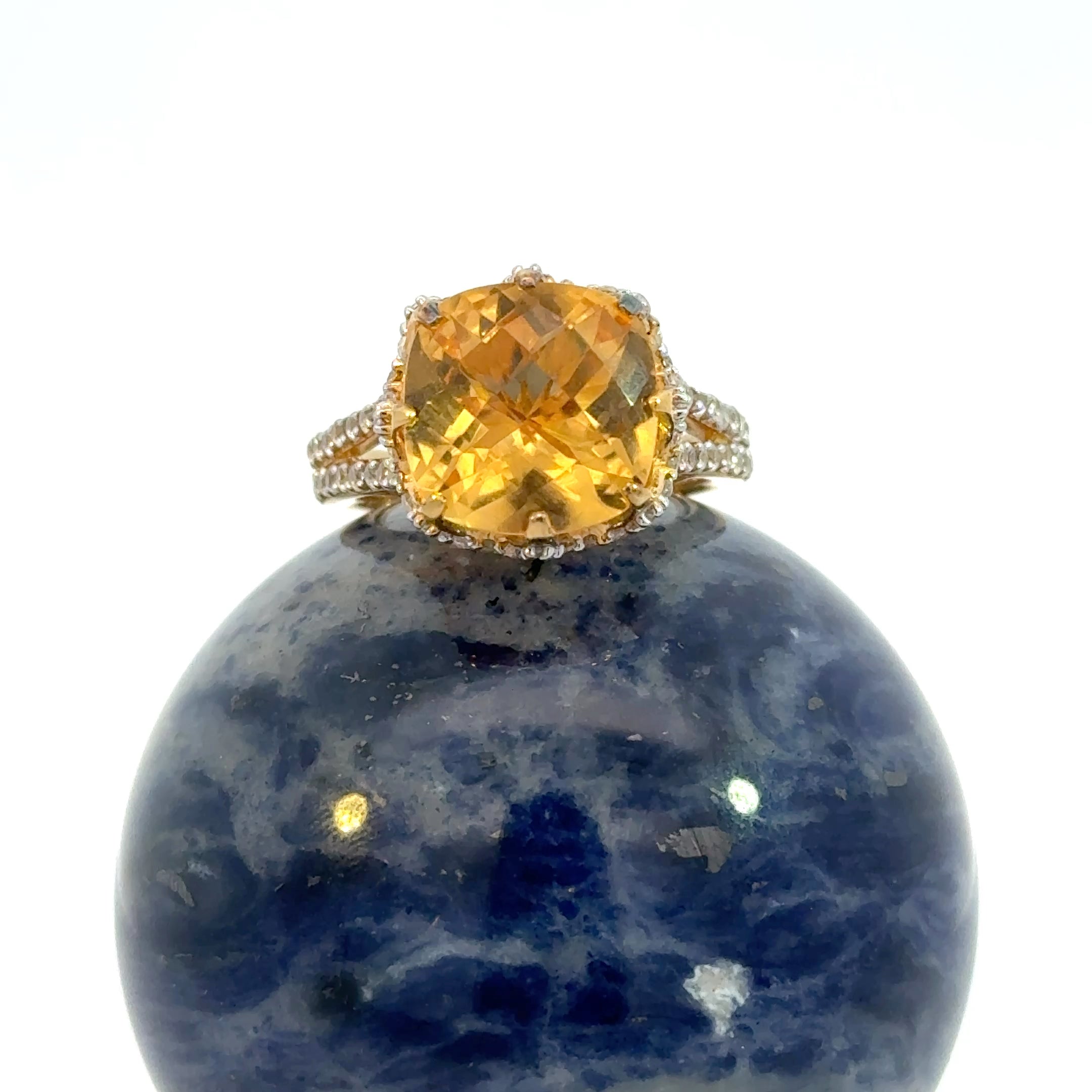 Citrine and CZ Ring in Vermeil