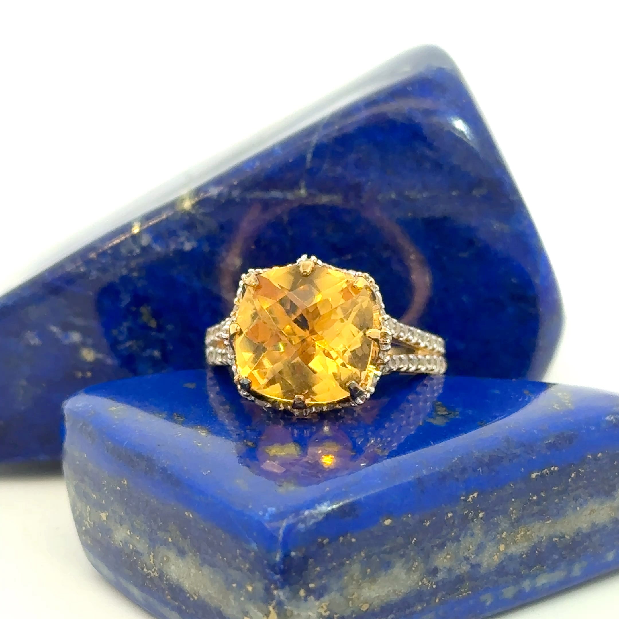 Citrine and CZ Ring in Vermeil