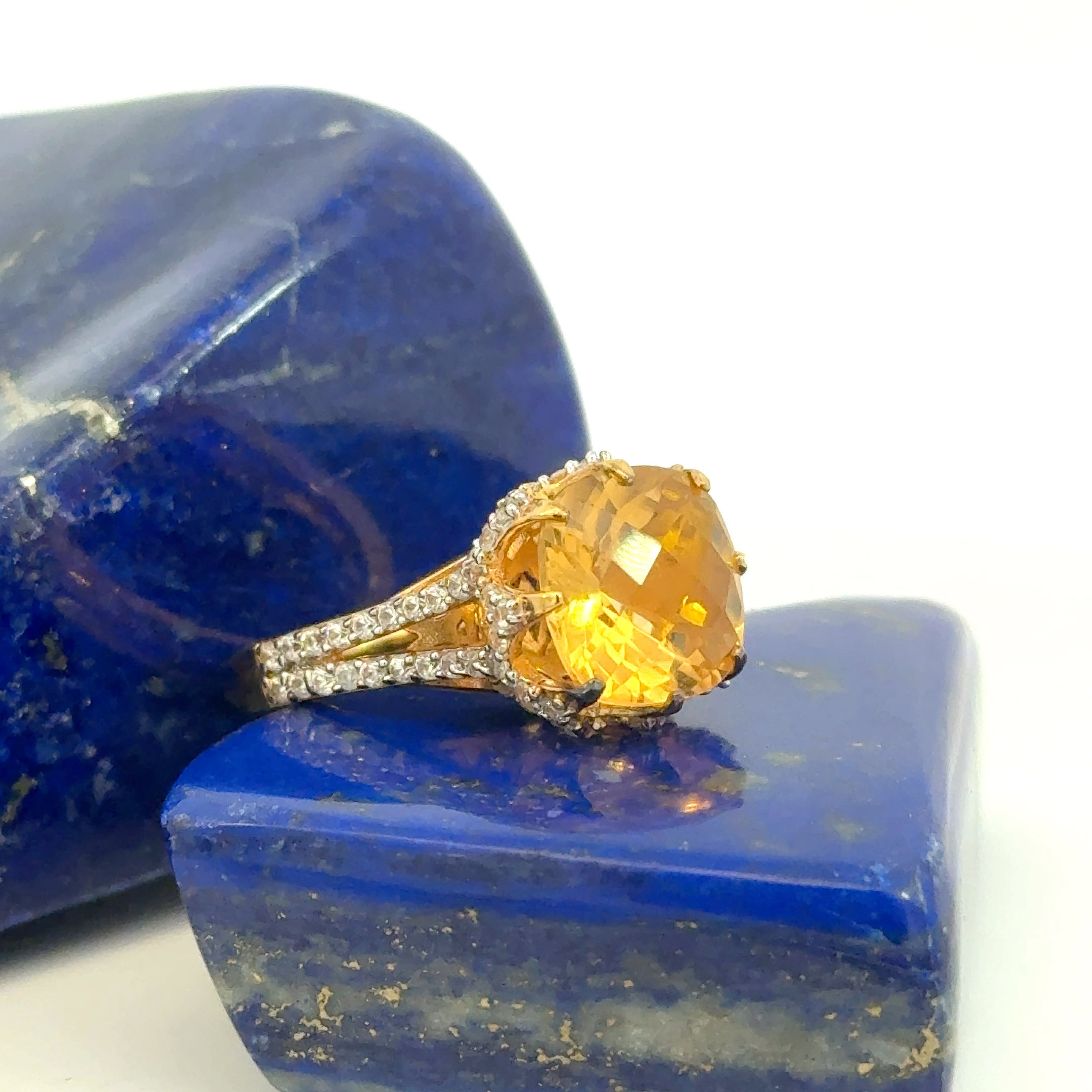 Citrine and CZ Ring in Vermeil