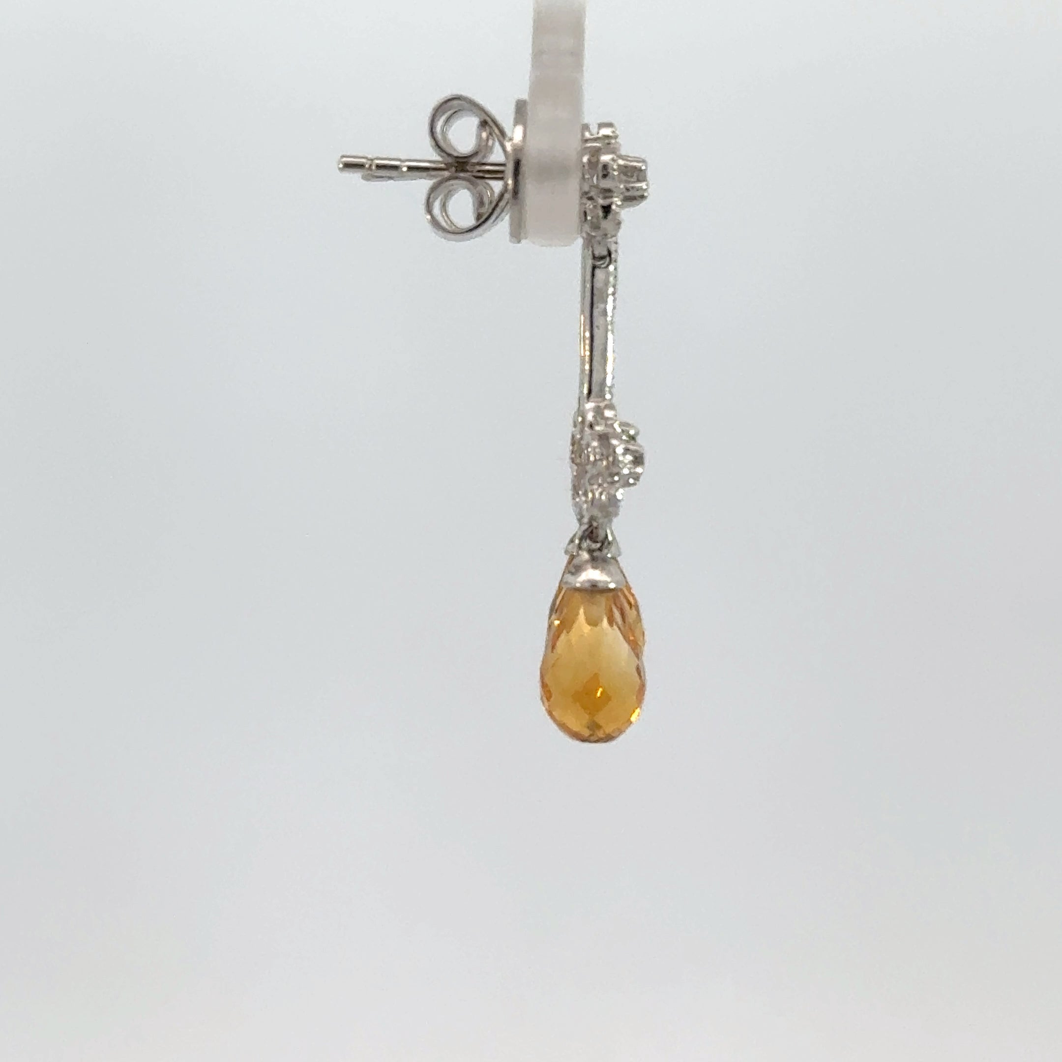 Citrine and Diamond Dangle Earrings in Sterling