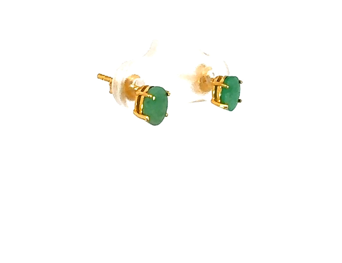 Oval Cut Emerald Earrings set in 19K Vermeil