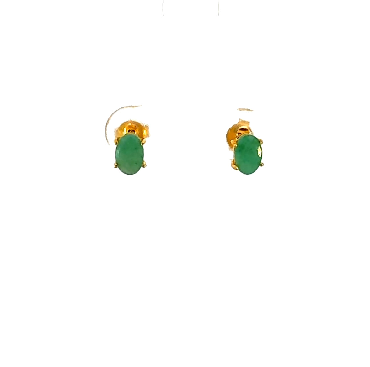 Oval Cut Emerald Stud Earrings in Vermeil