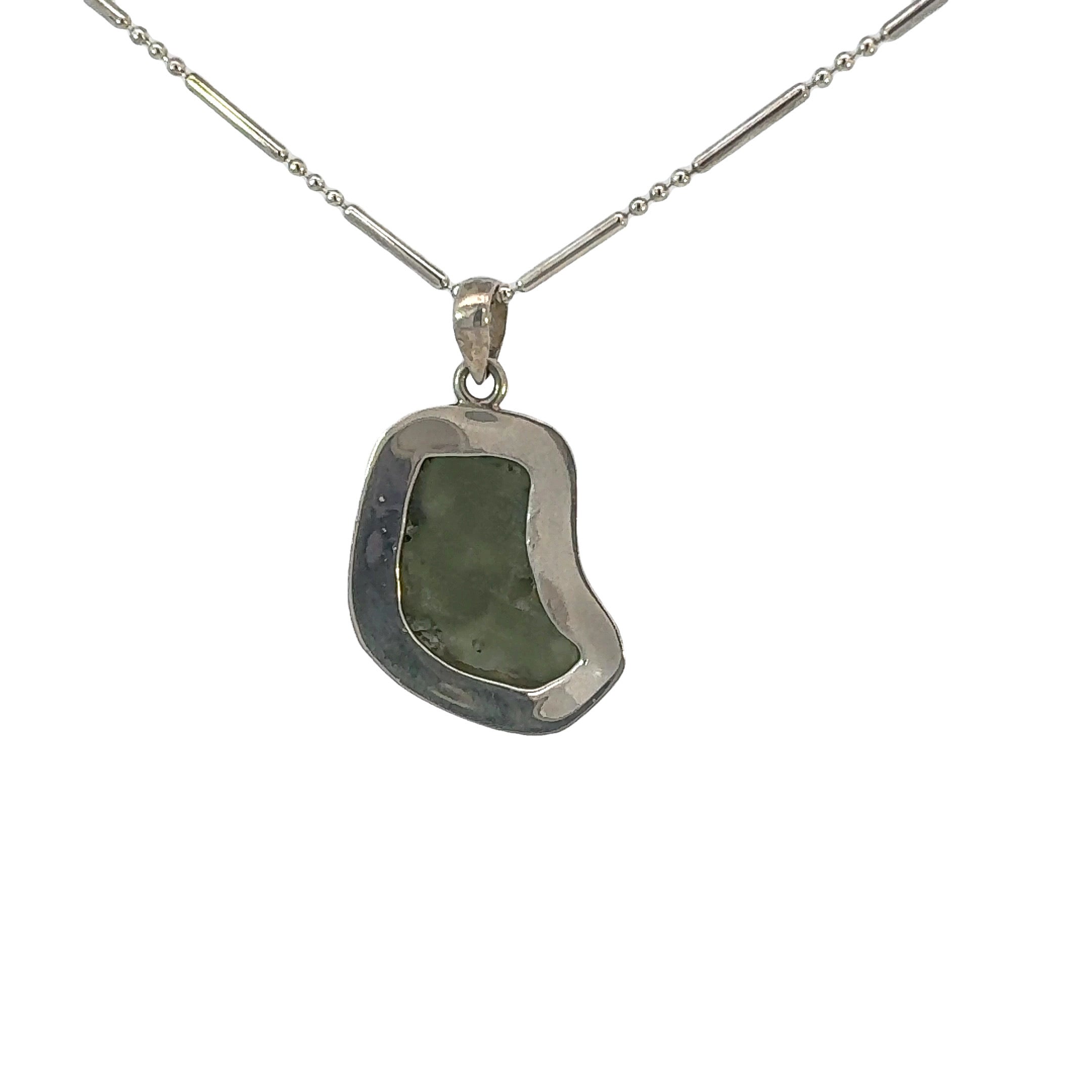 Freeform Moldavite Necklace in Sterling Silver