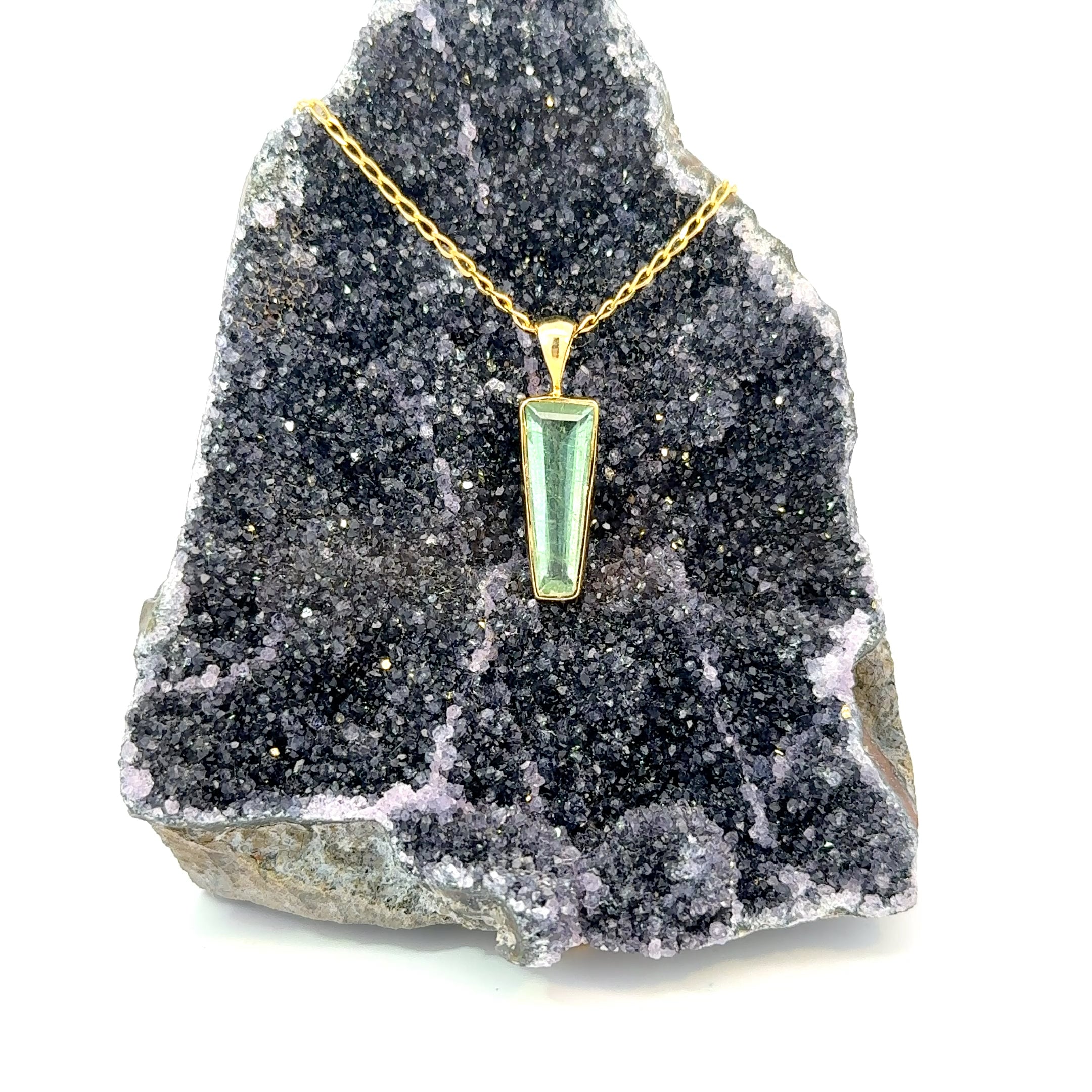 Green Tourmaline Necklace in Vermeil