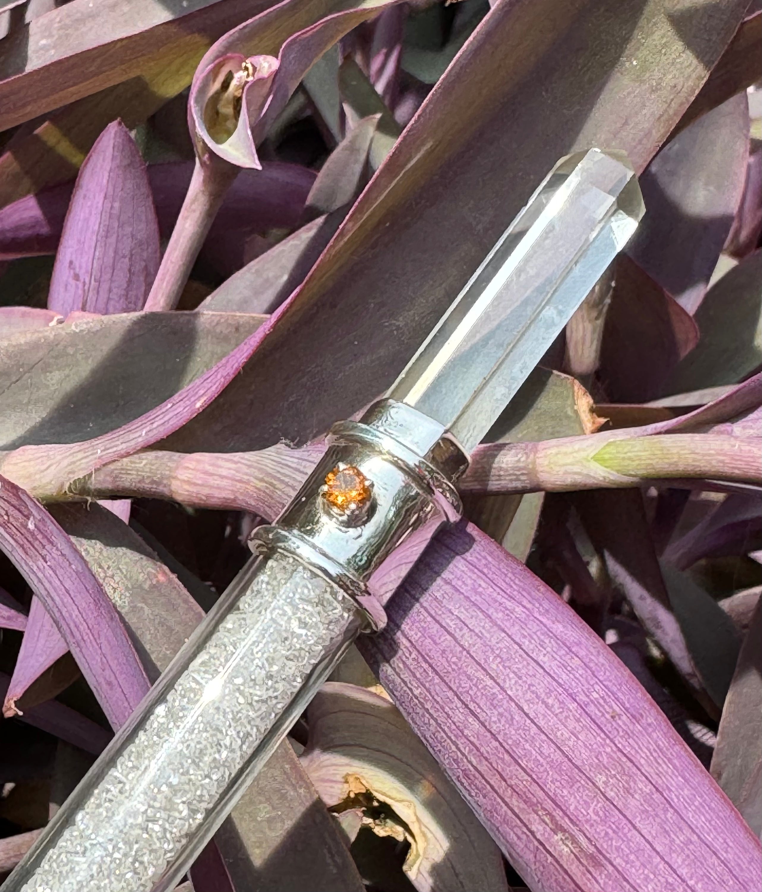 Herkimer Diamond, Clear Quartz, and Citrine Wand in Sterling Silver