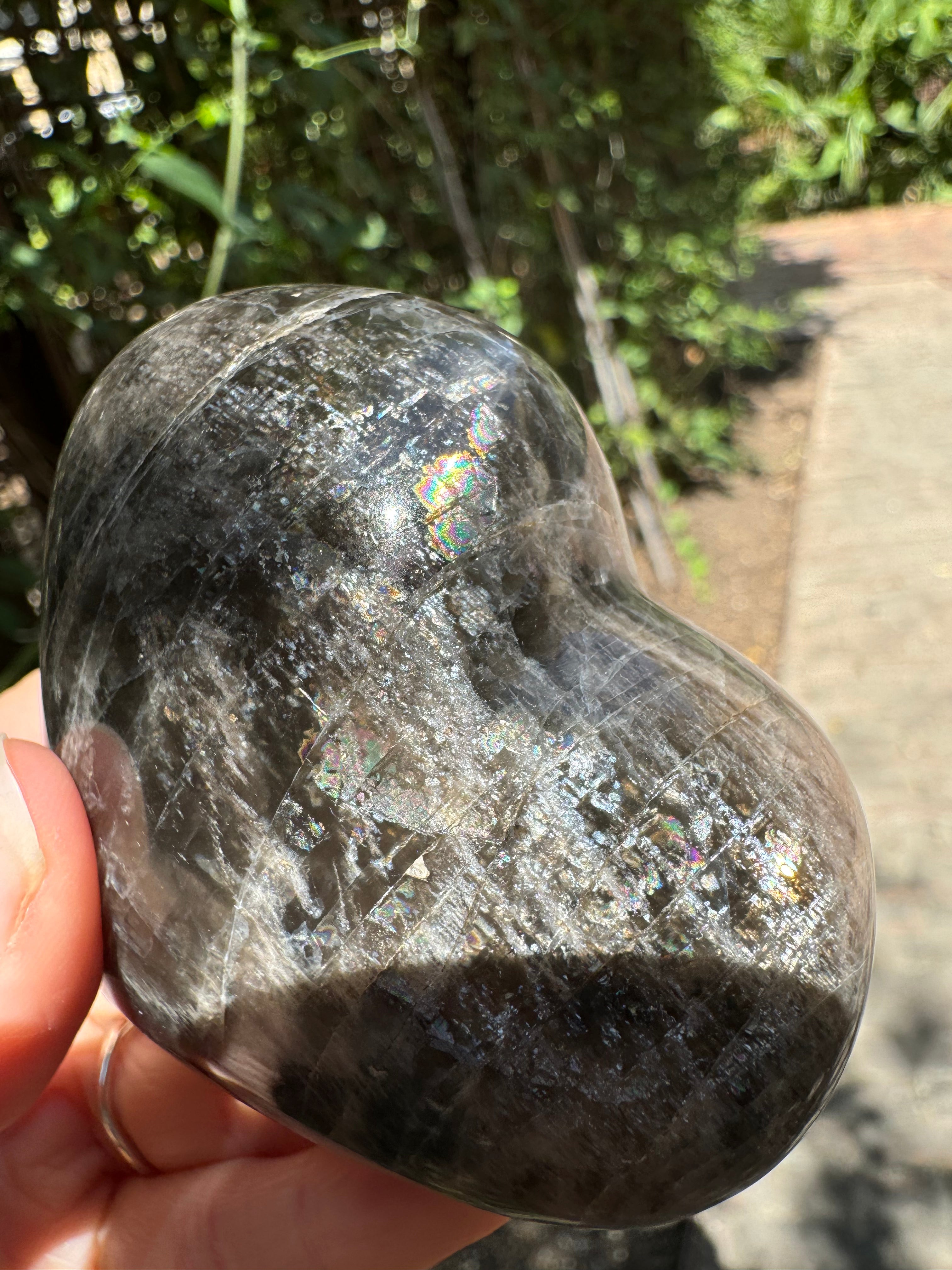 Black Moonstone Heart Carved Crystal