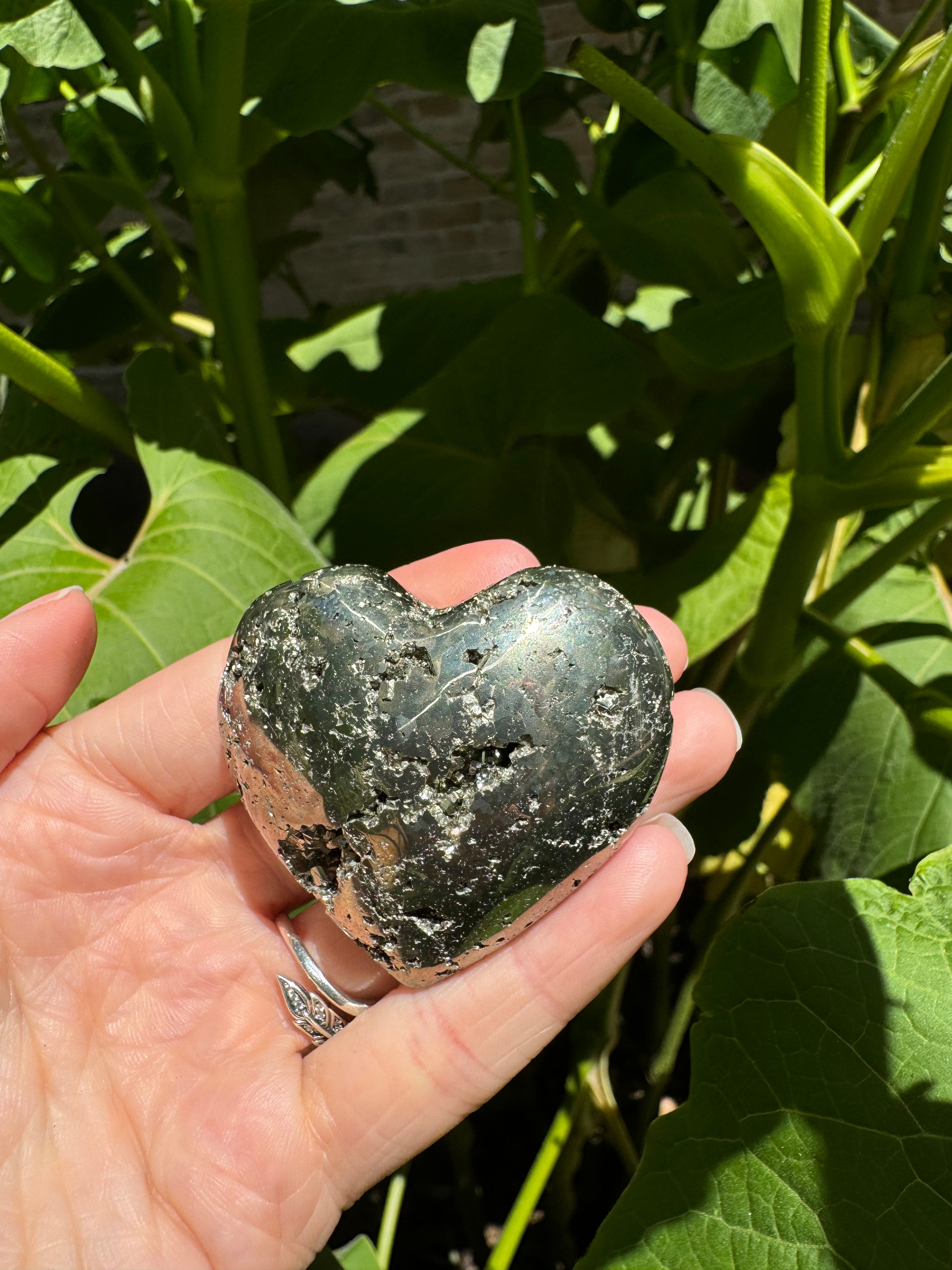 Pyrite Heart Carved Crystal