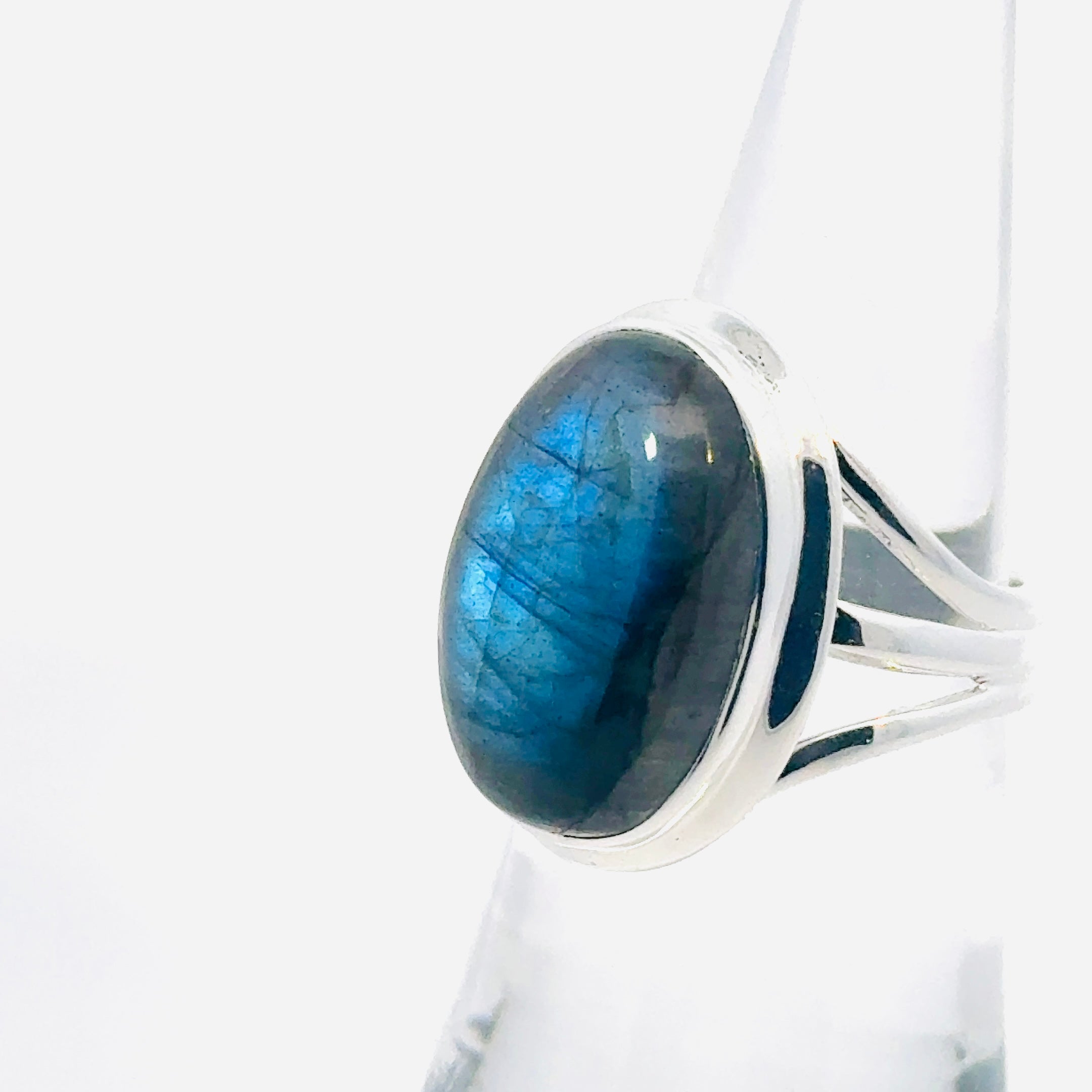 Oval Cut Labradorite Ring in Sterling Silver