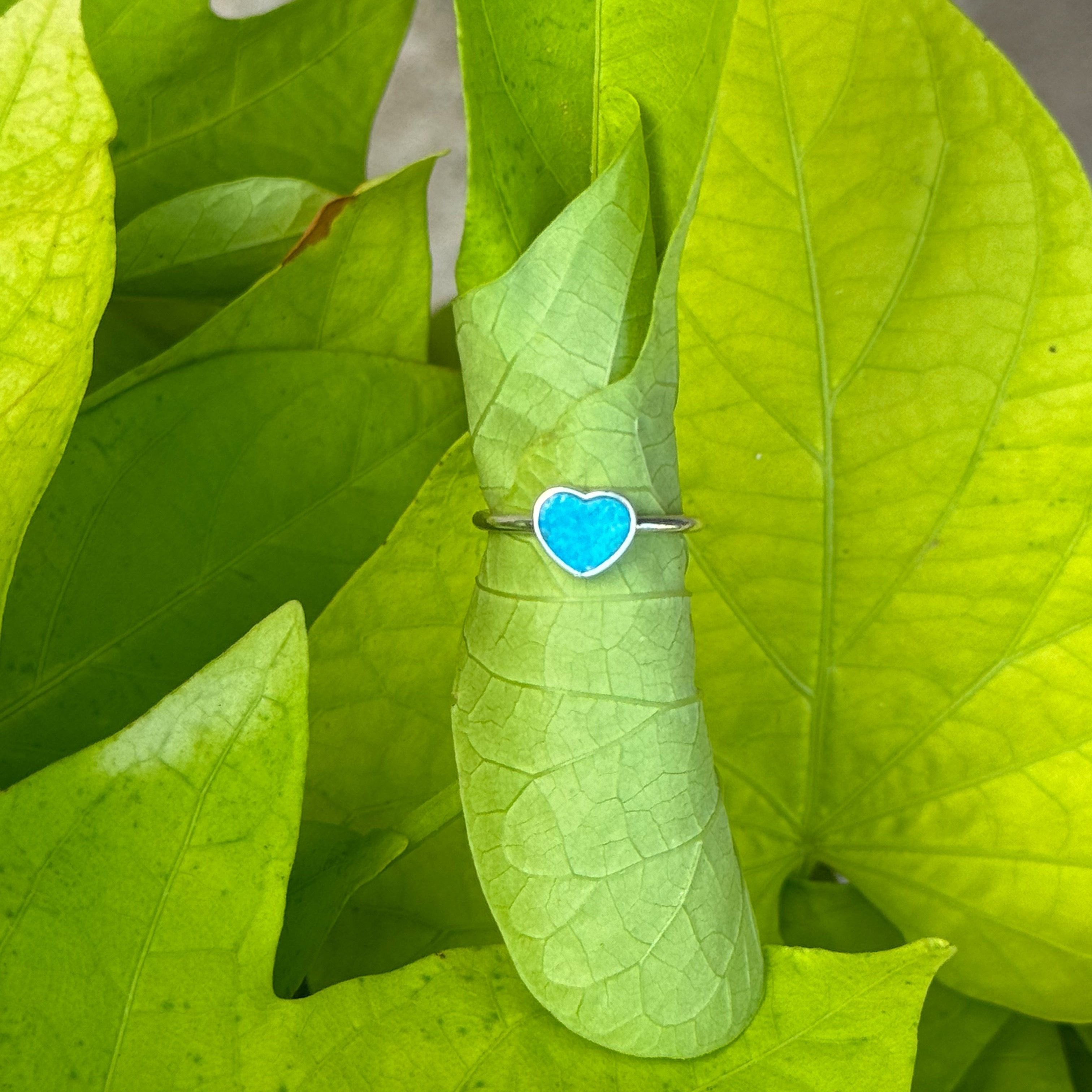 Heart Shaped Turquoise Ring in Sterling Silver