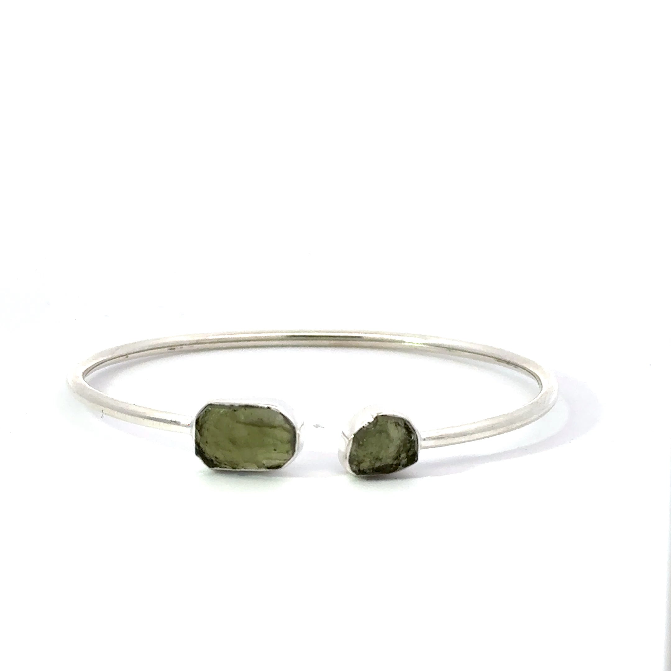 Freeform Moldavite Cuff Bracelet in Sterling Silver