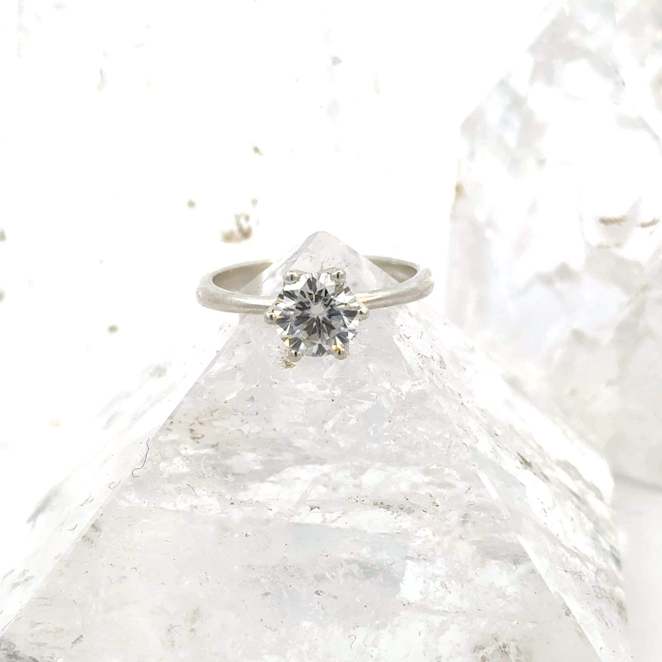 Moissanite Ring in Sterling Silver