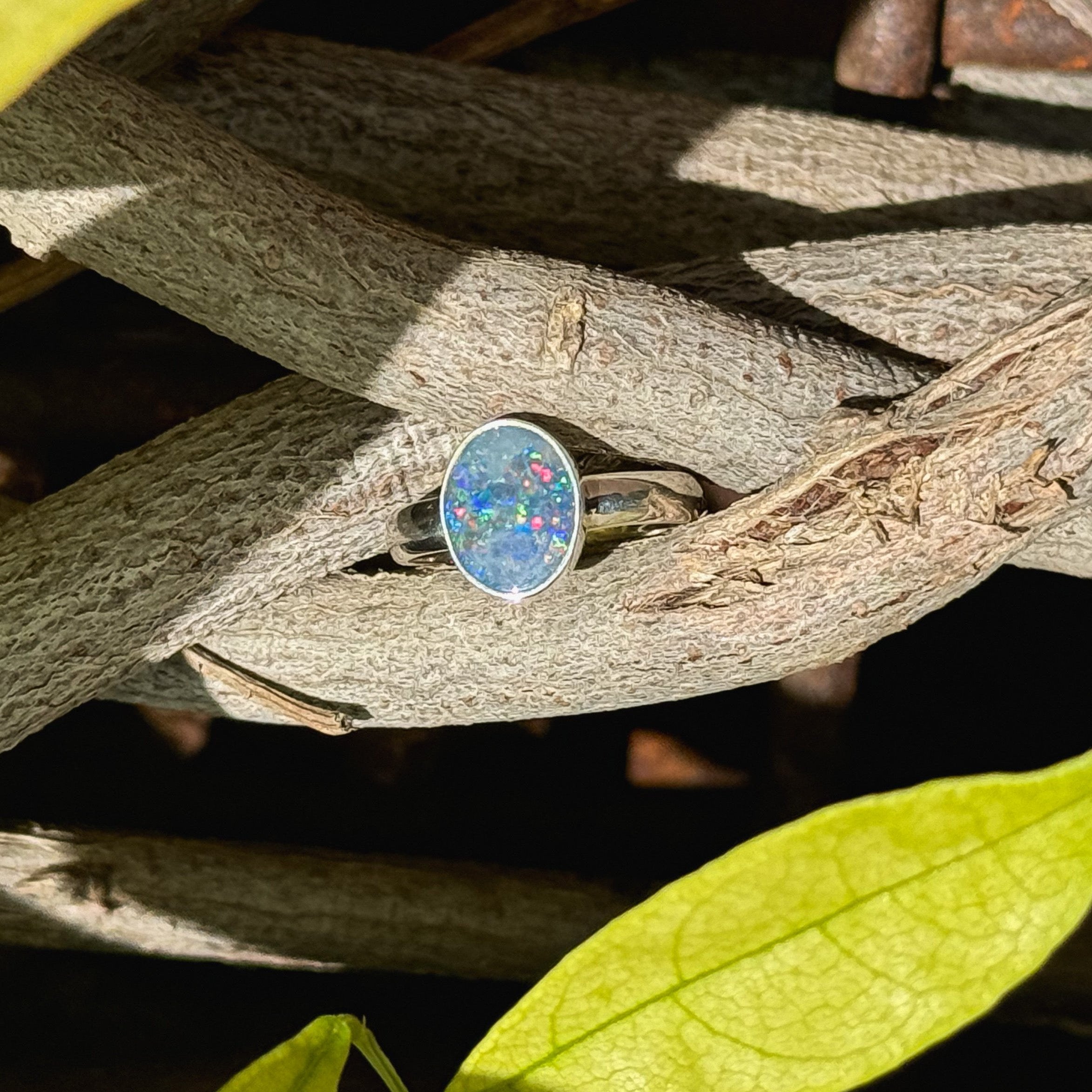 Australian Opal Ring in Sterling