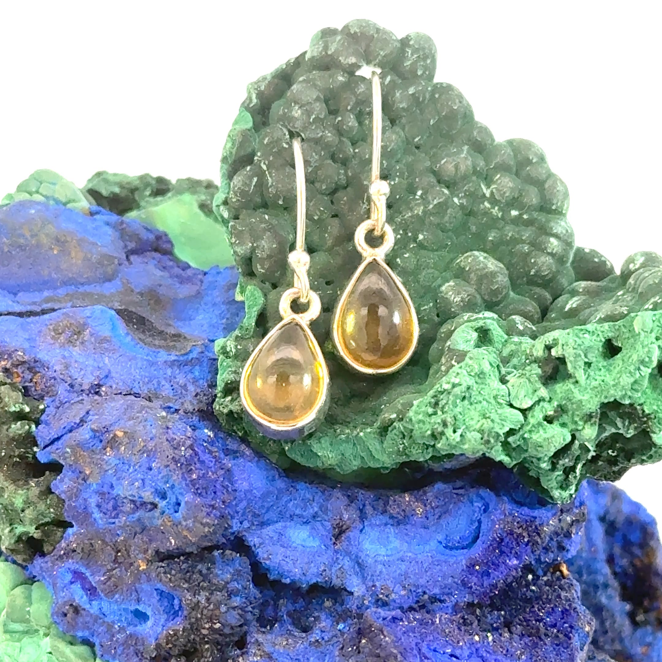 Pear Shaped Citrine Earrings in Sterling