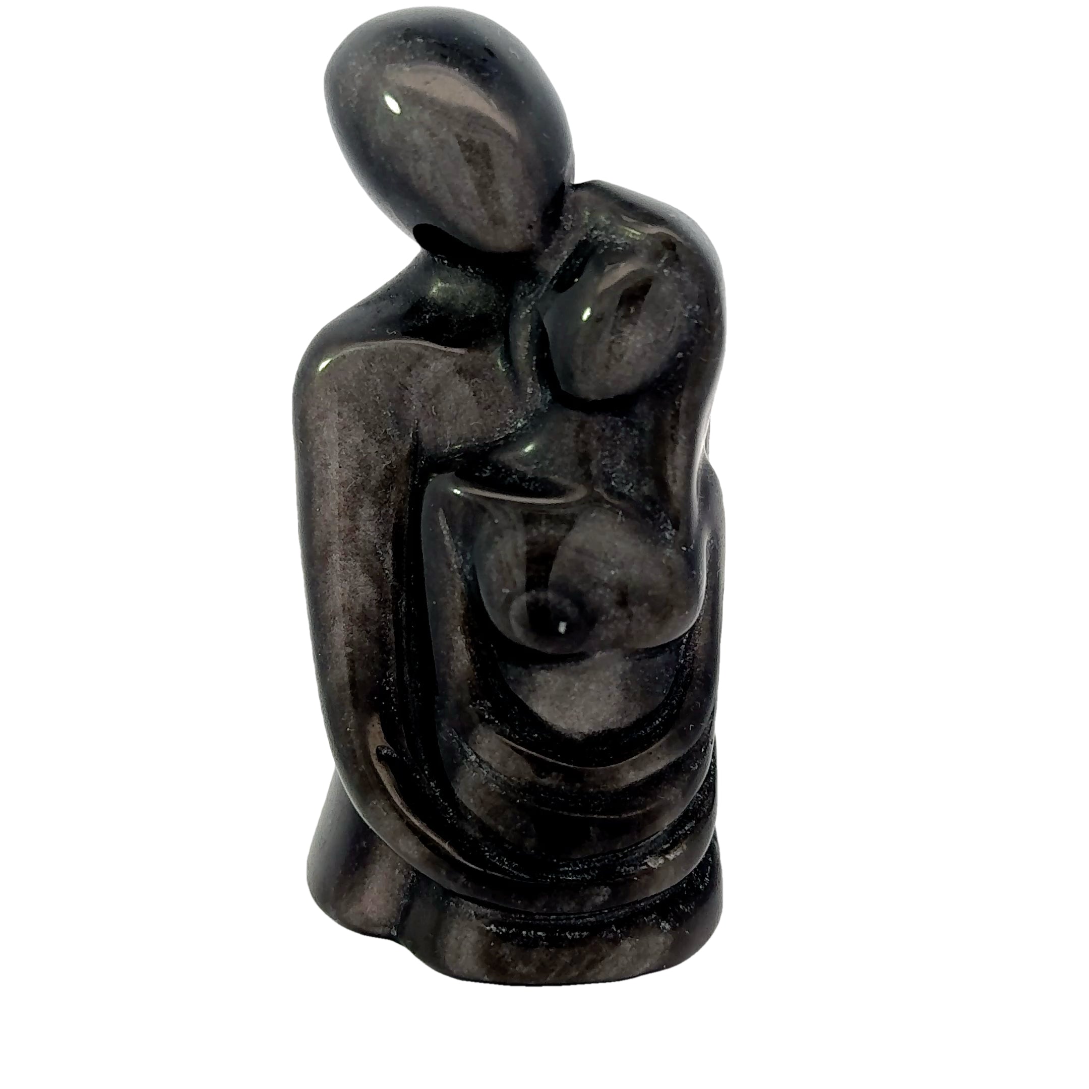 Silver Sheen Obsidian Couples Figurine