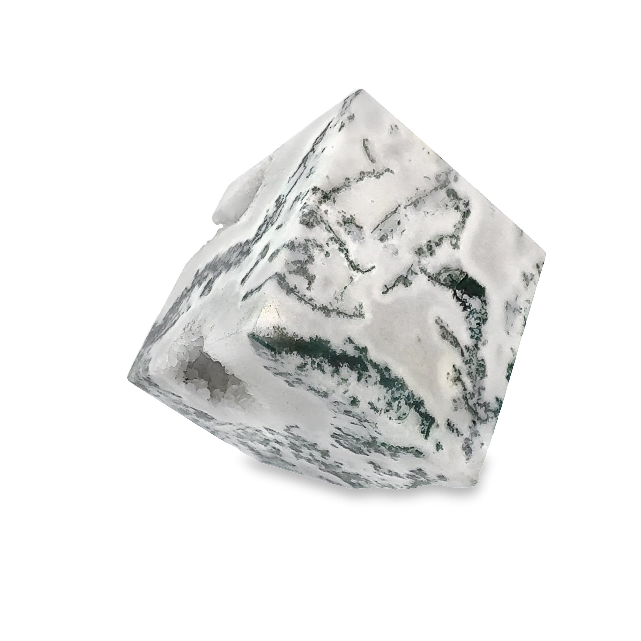 Moss Agate Tilted Cube