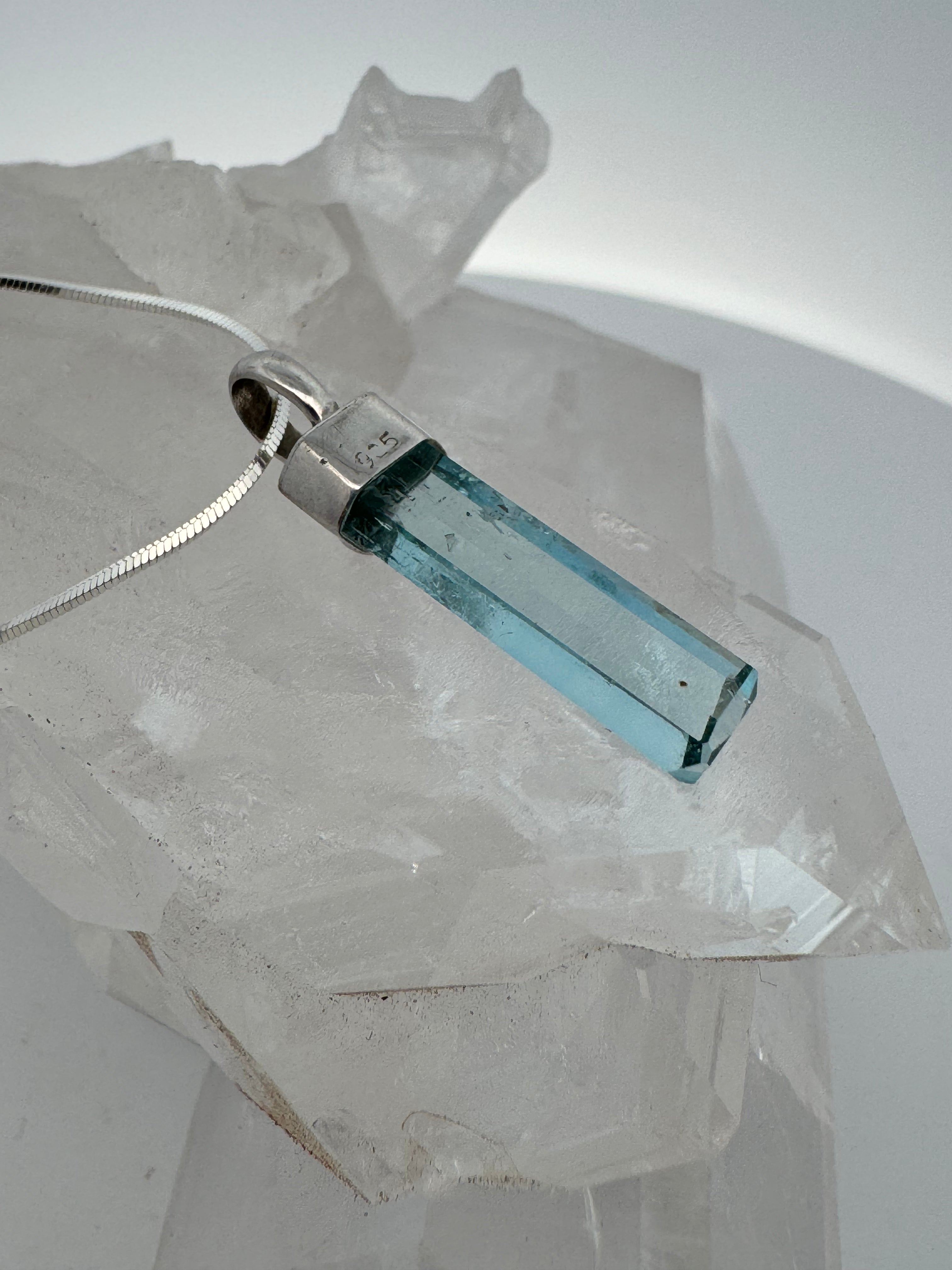 Aquamarine and Tanzanite Necklace in Sterling Silver