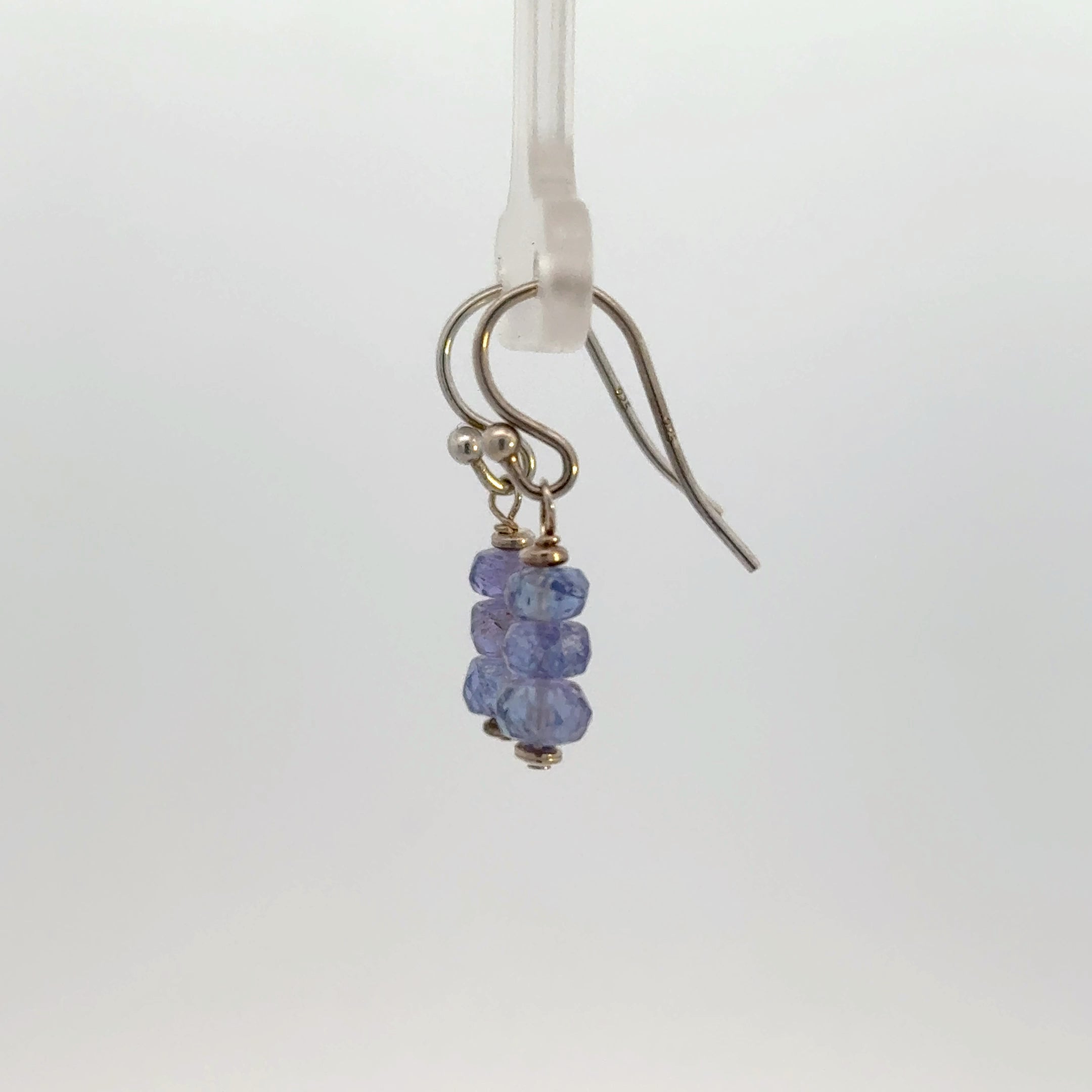 Beaded Tanzanite Earrings in Sterling Silver