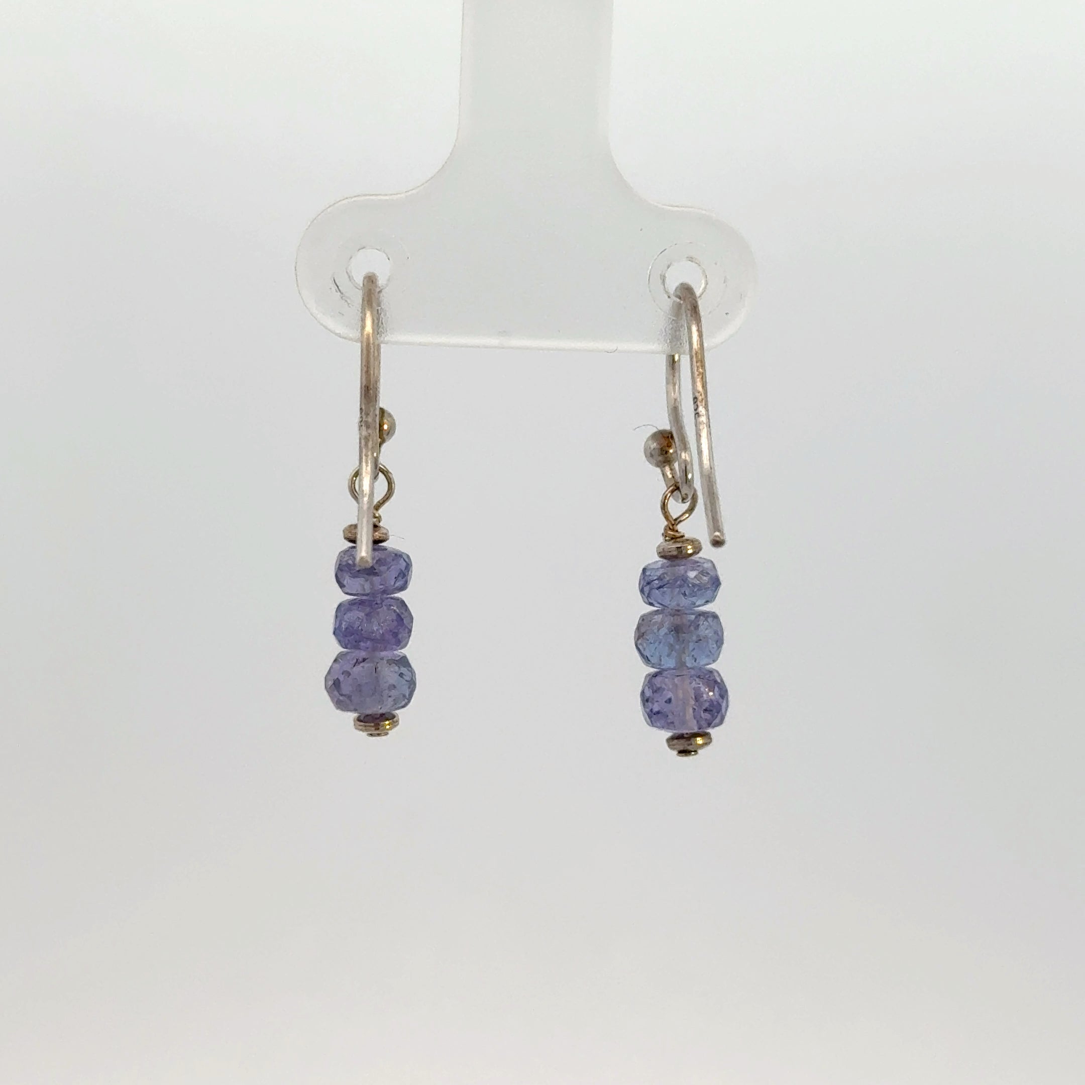 Beaded Tanzanite Earrings in Sterling Silver