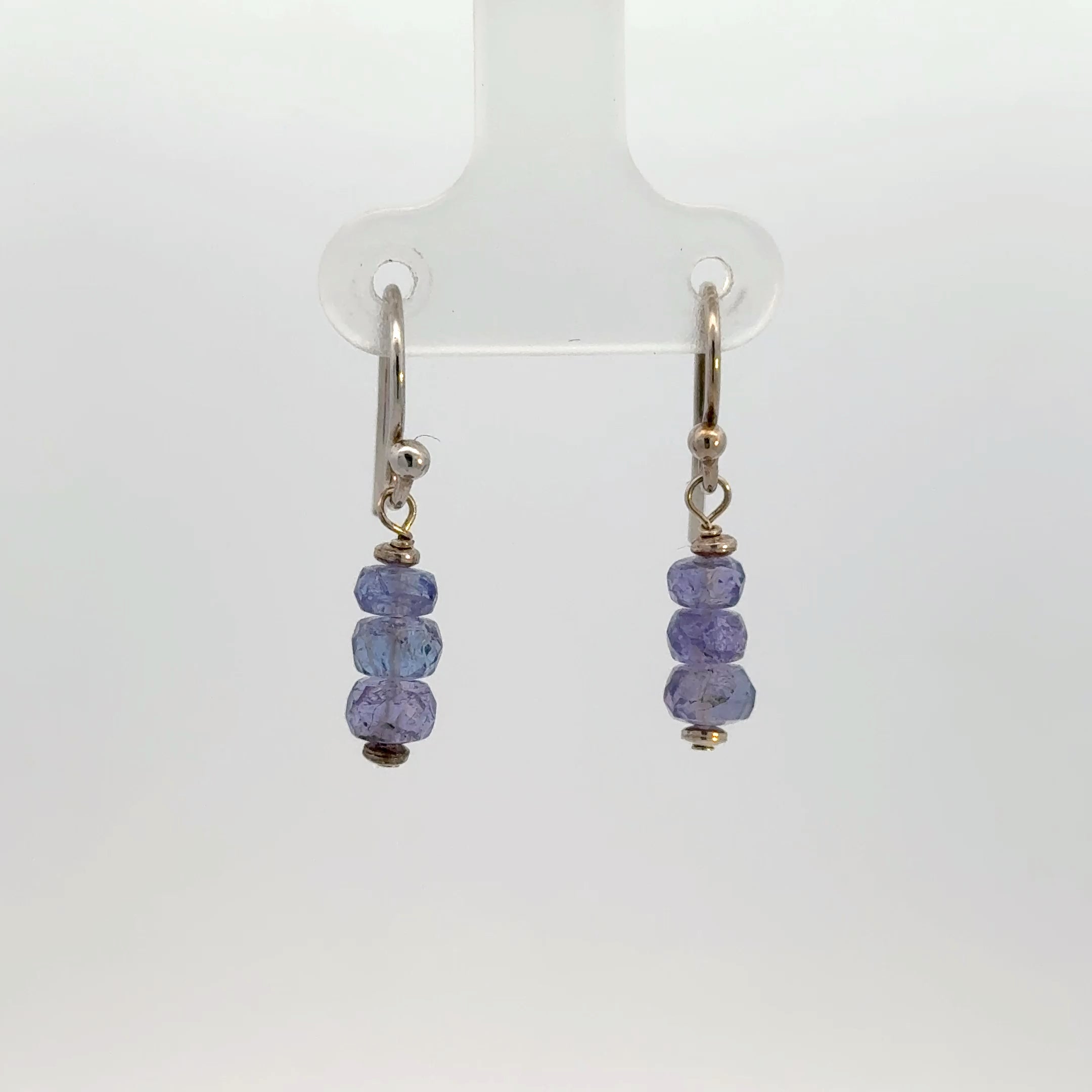 Beaded Tanzanite Earrings in Sterling Silver