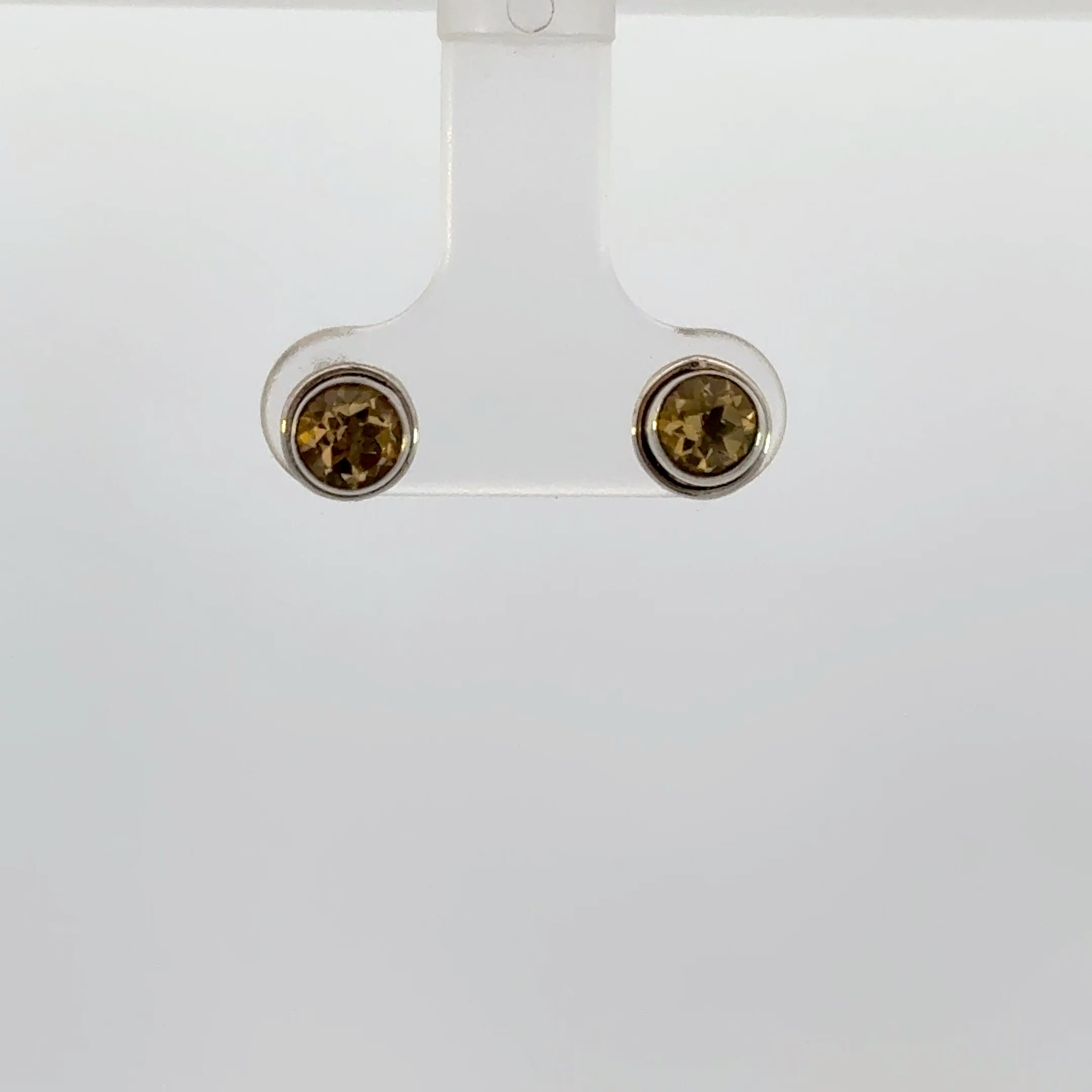 Round Cut Citrine Stud Earrings in Sterling