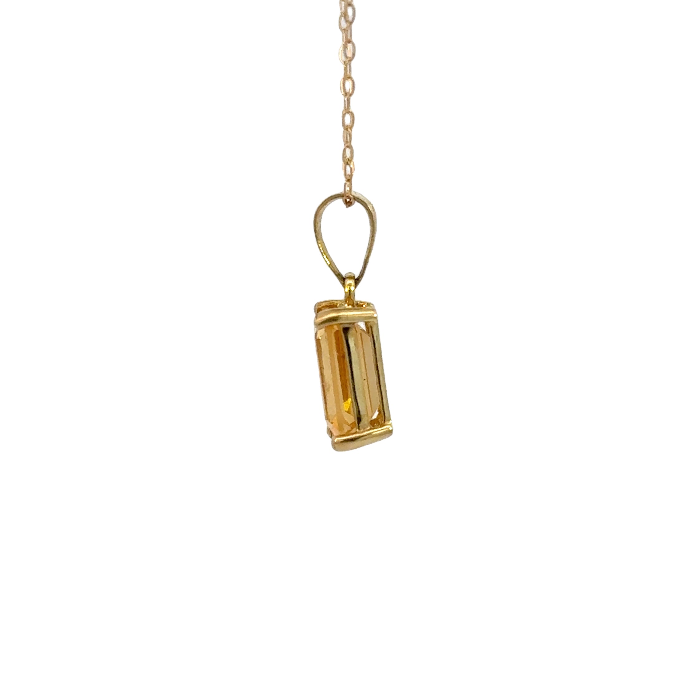 Emerald Cut Citrine Necklace in 14k Gold