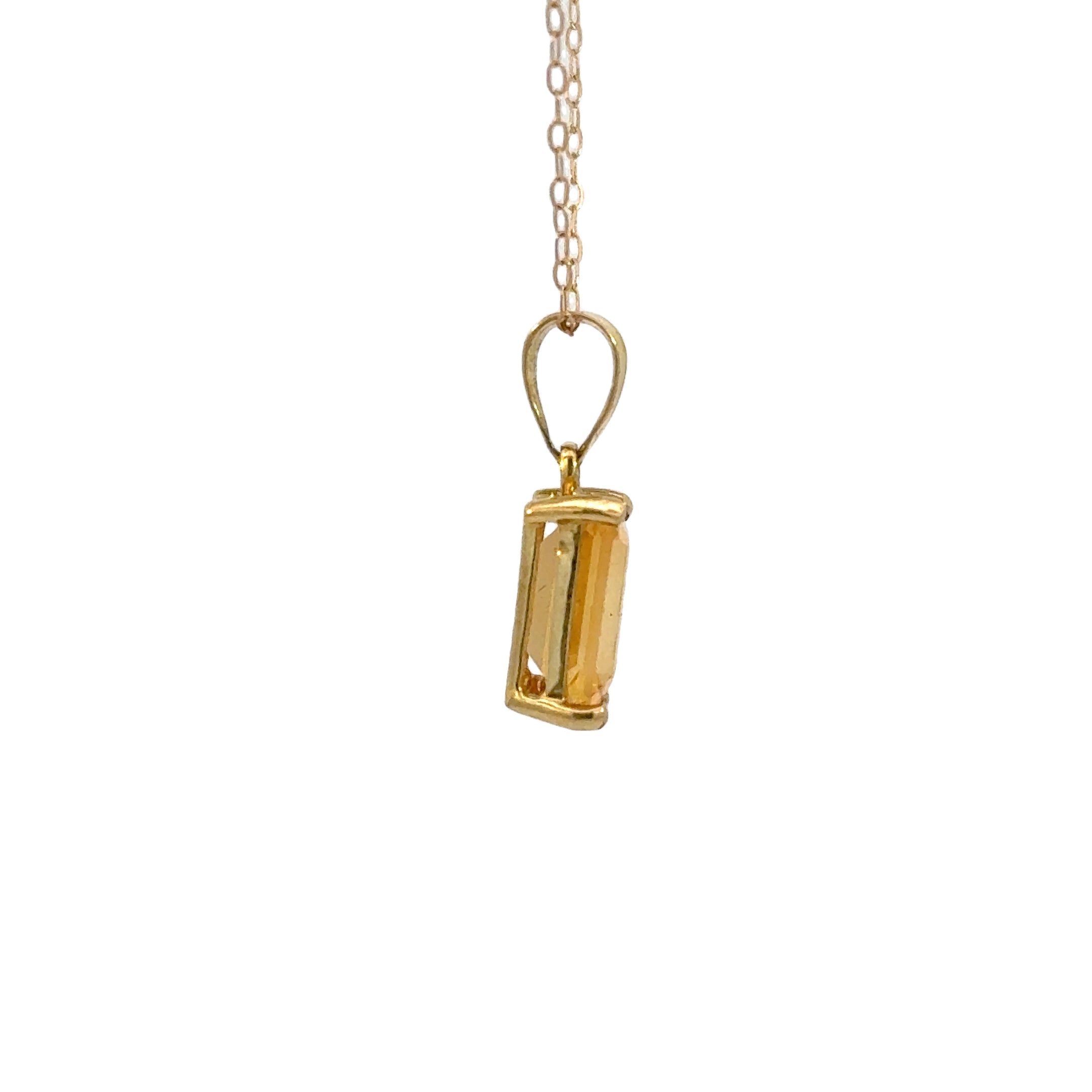 Emerald Cut Citrine Necklace in 14k Gold