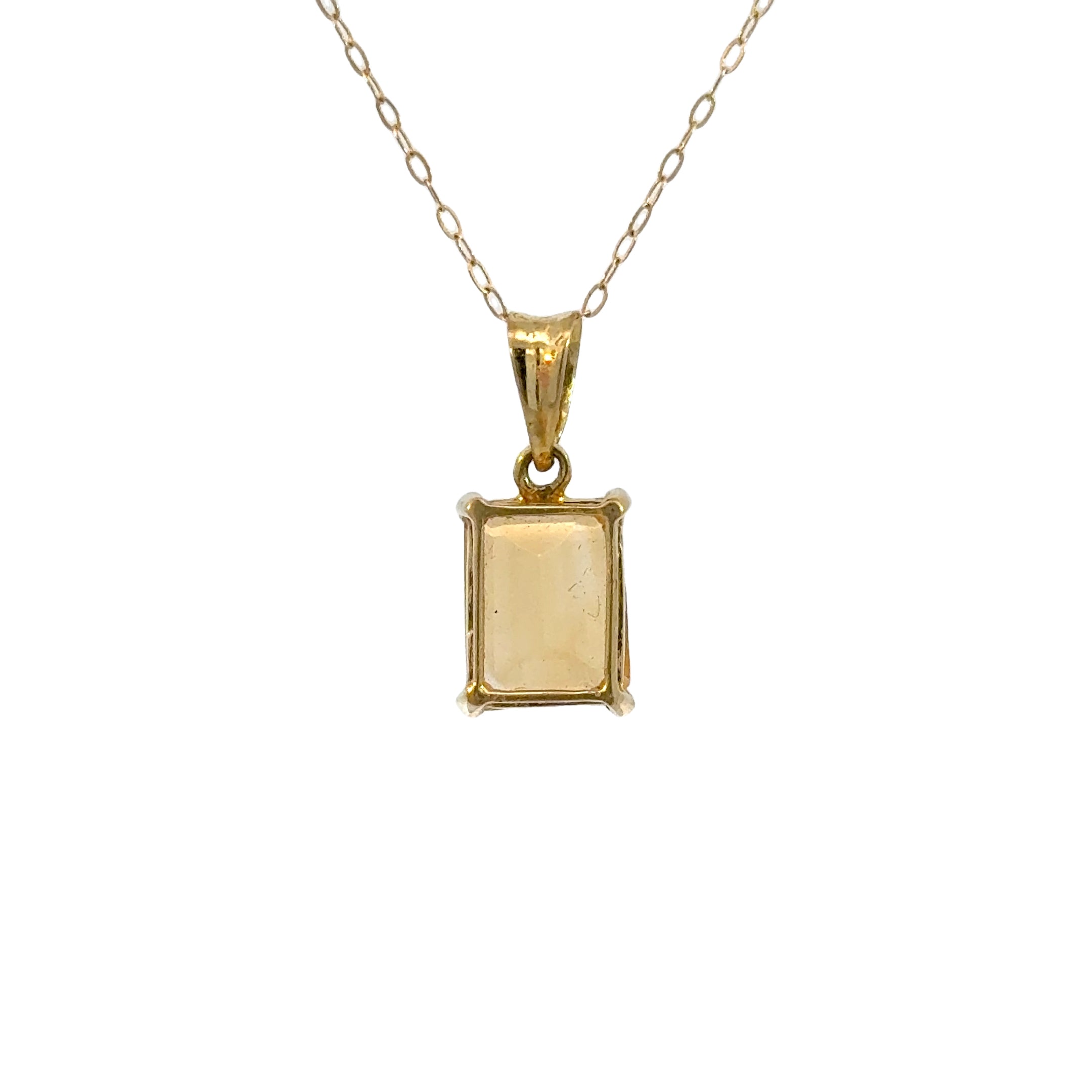 Emerald Cut Citrine Necklace in 14k Gold