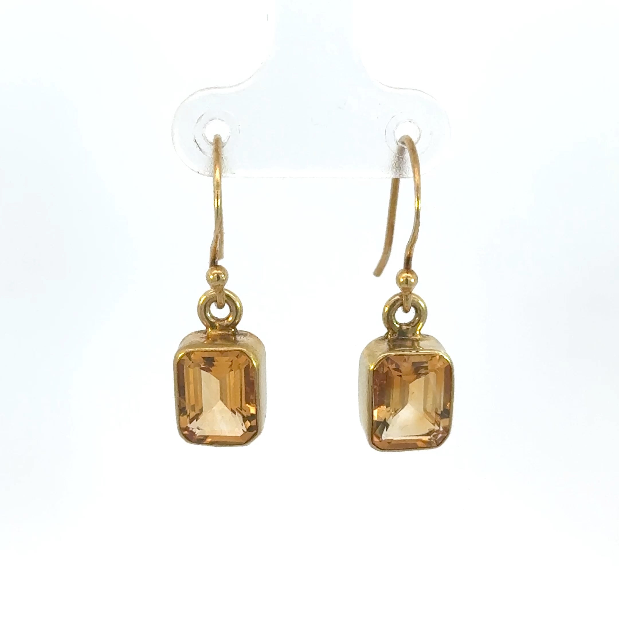 Emerald Cut Citrine Earrings in Vermeil