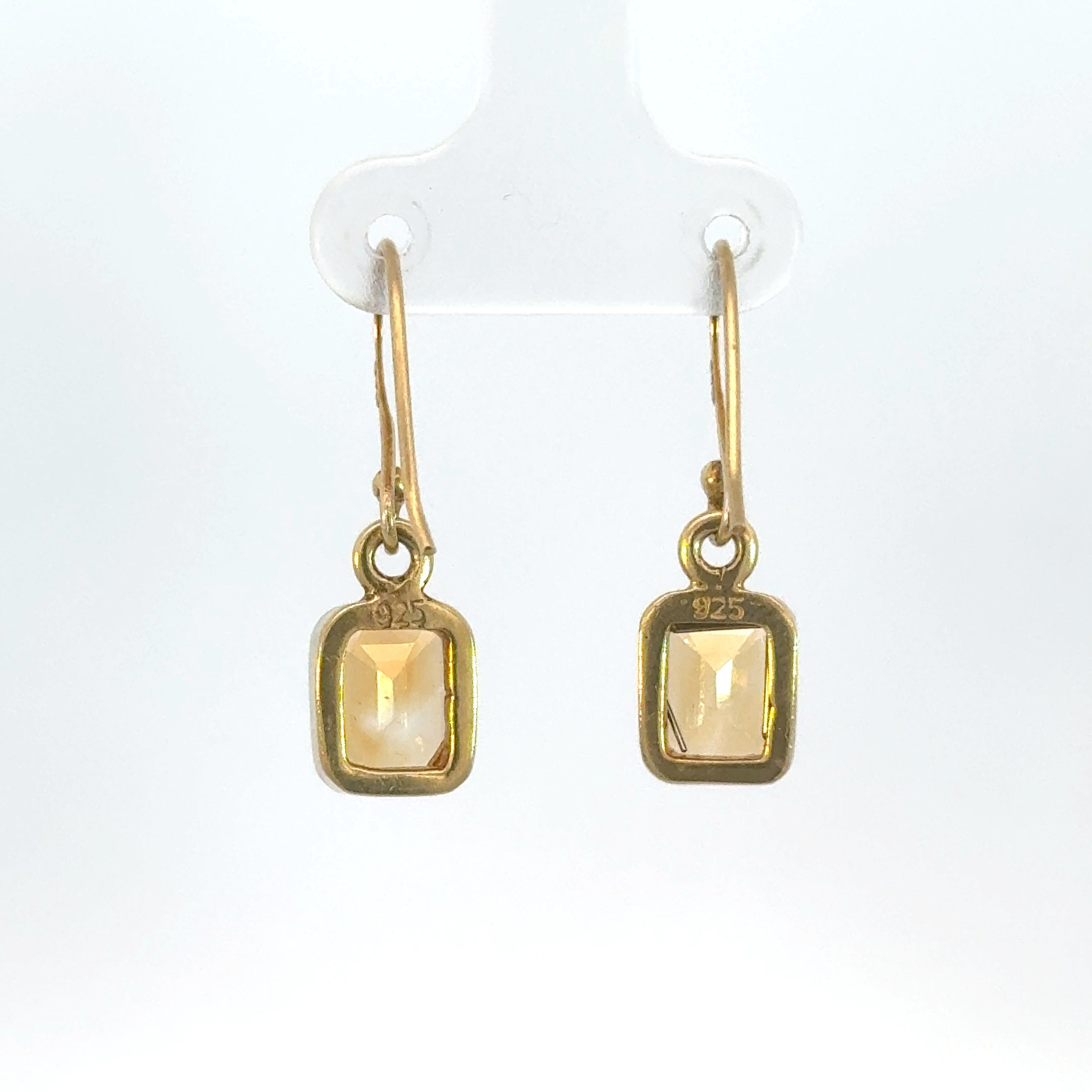 Emerald Cut Citrine Earrings in Vermeil