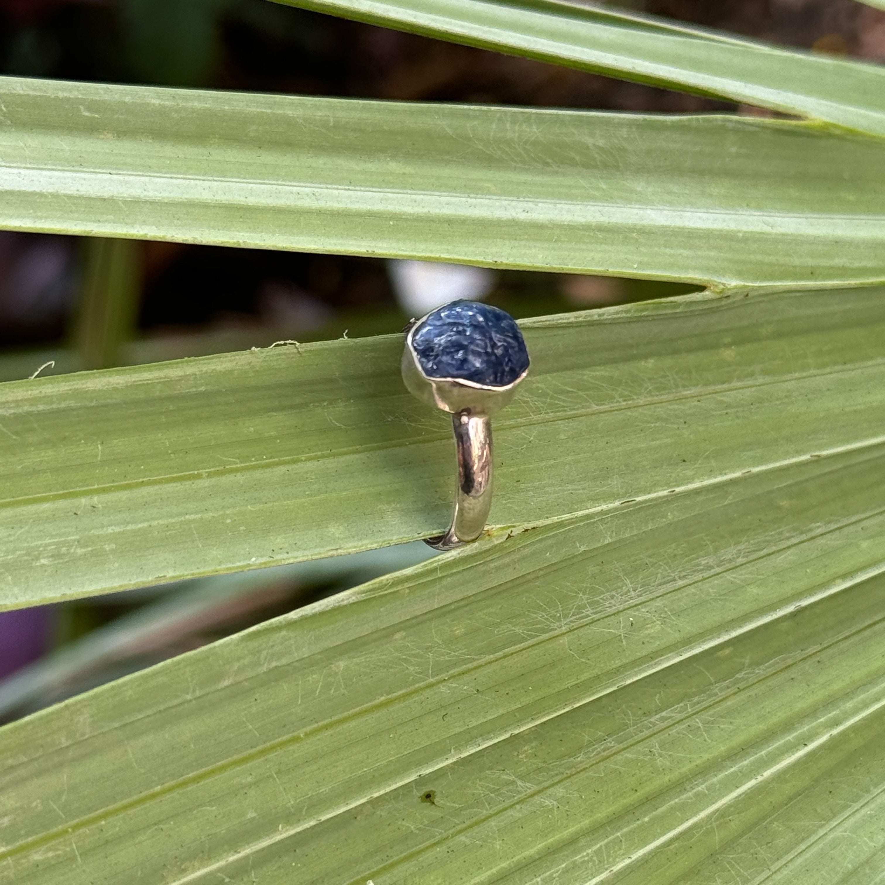 Freeform Blue Sapphire Ring in Sterling Silver