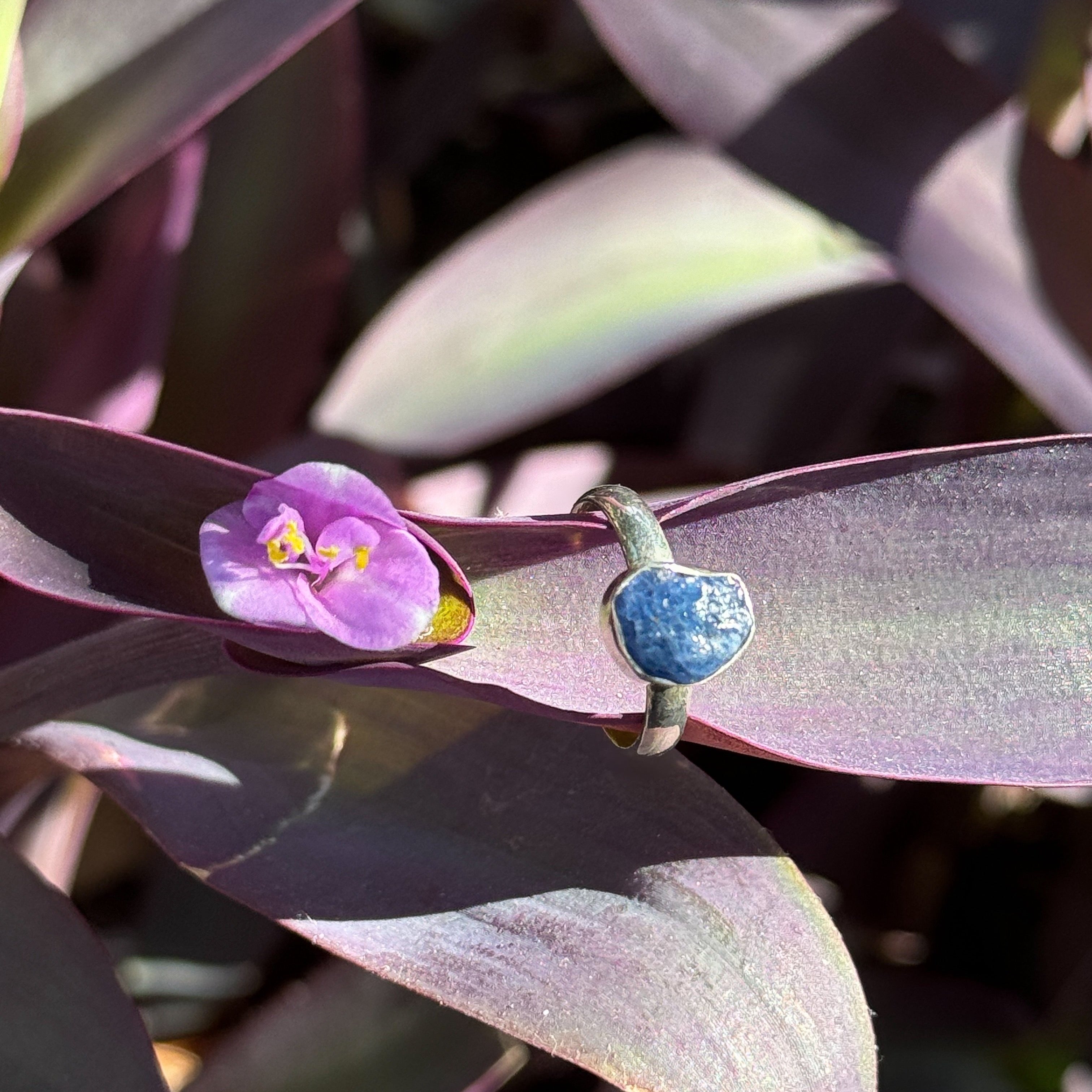 Freeform Blue Sapphire Ring in Sterling Silver