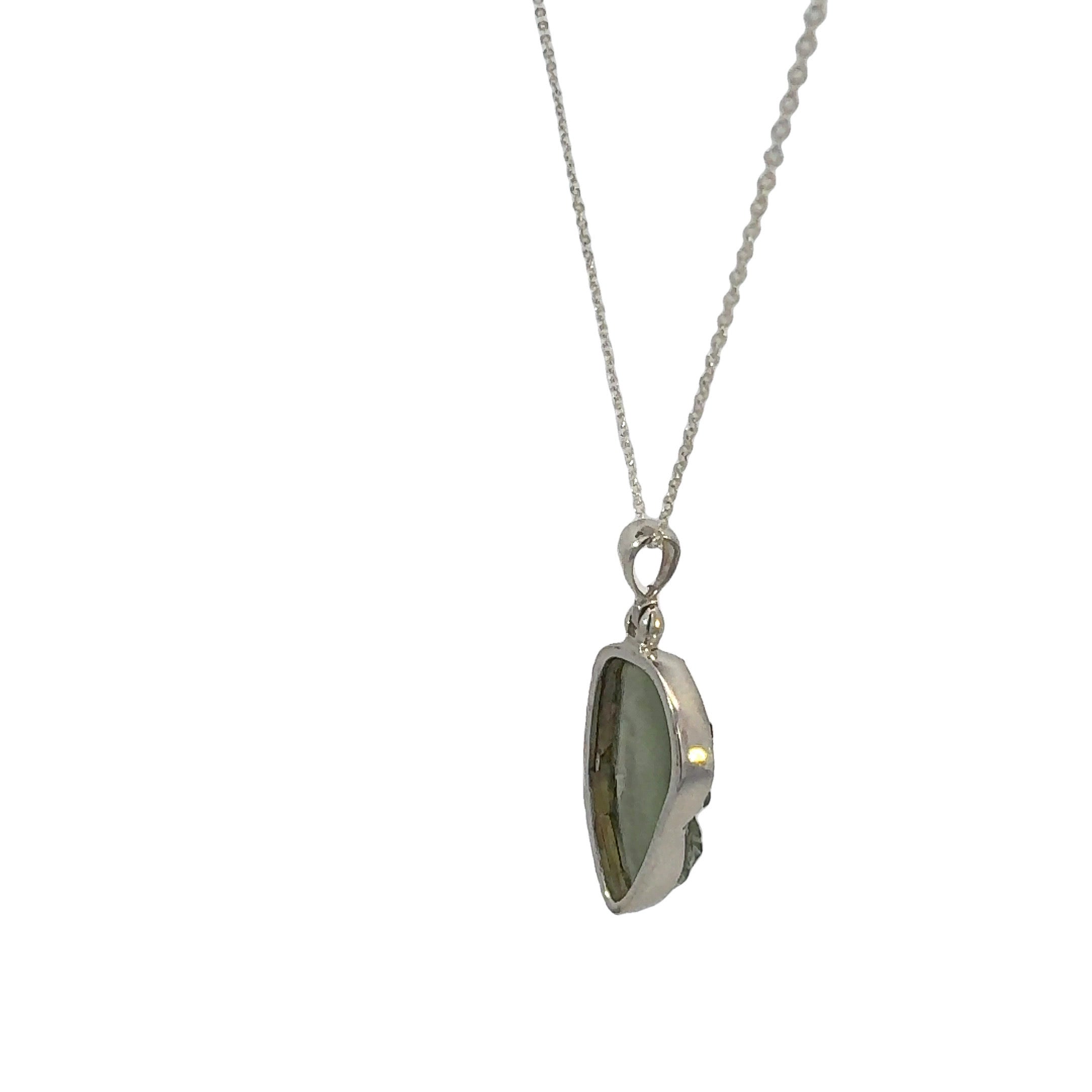 Freeform Moldavite Necklace in Sterling Silver