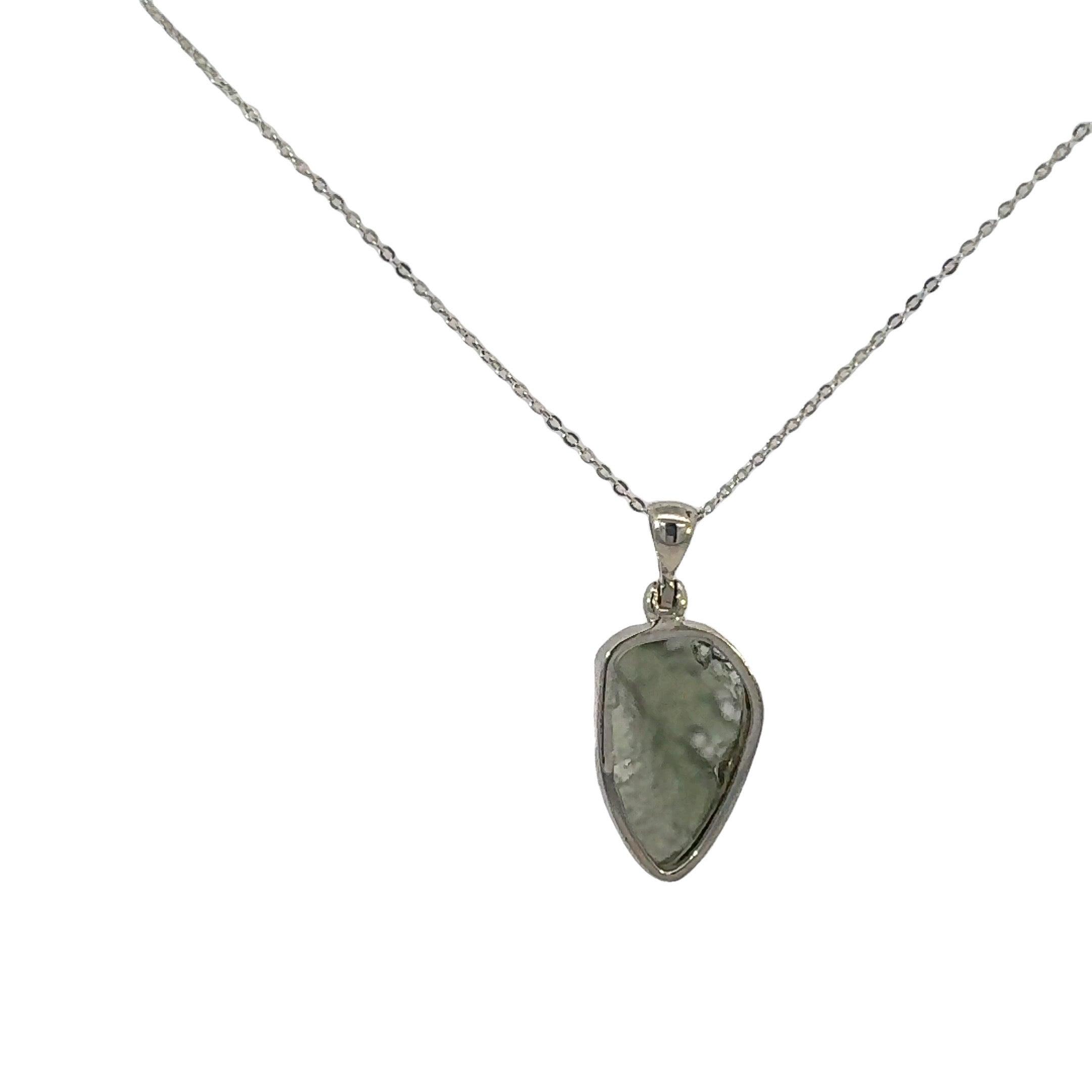 Freeform Moldavite Necklace in Sterling Silver