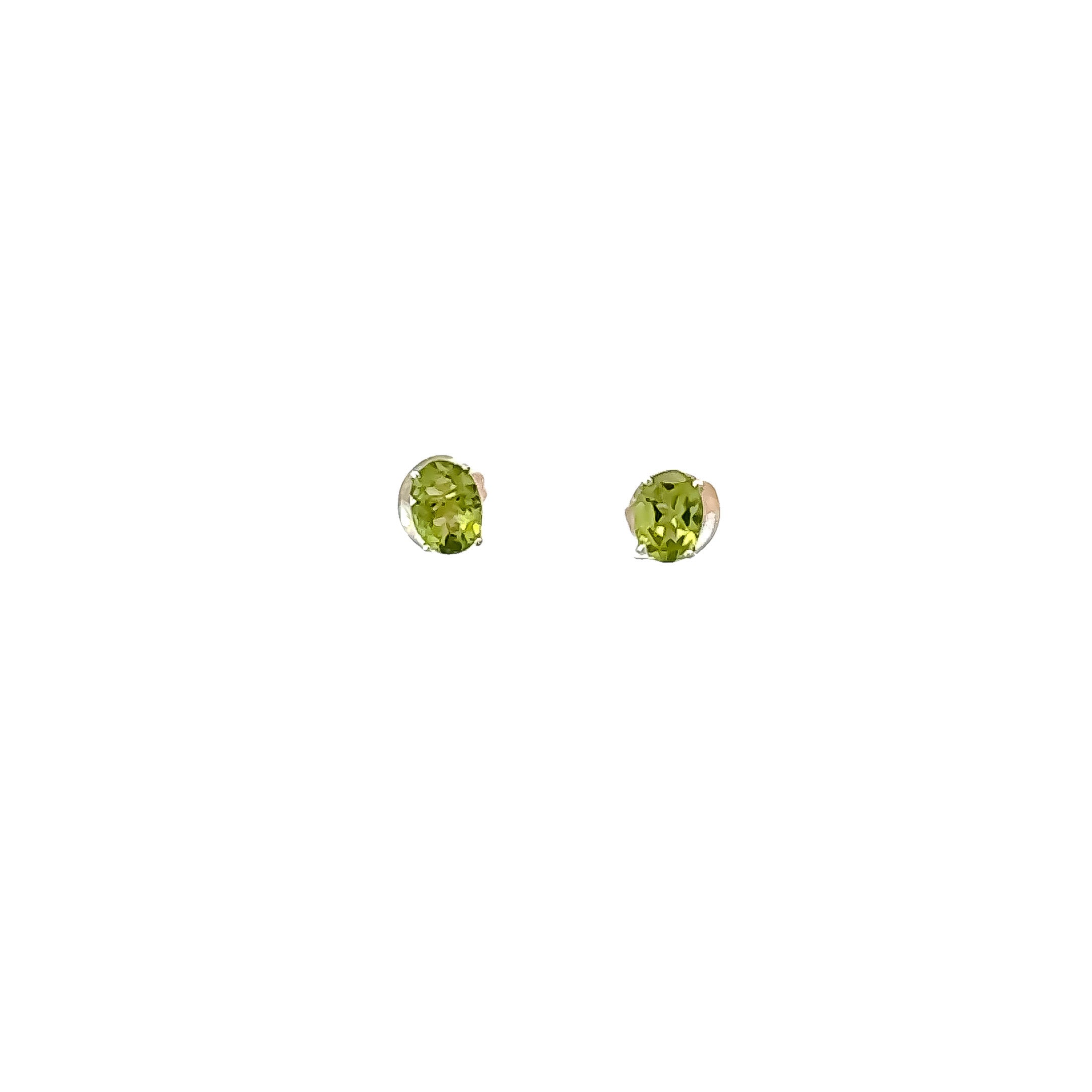 Oval Cut Peridot Stud Earrings in Sterling Silver