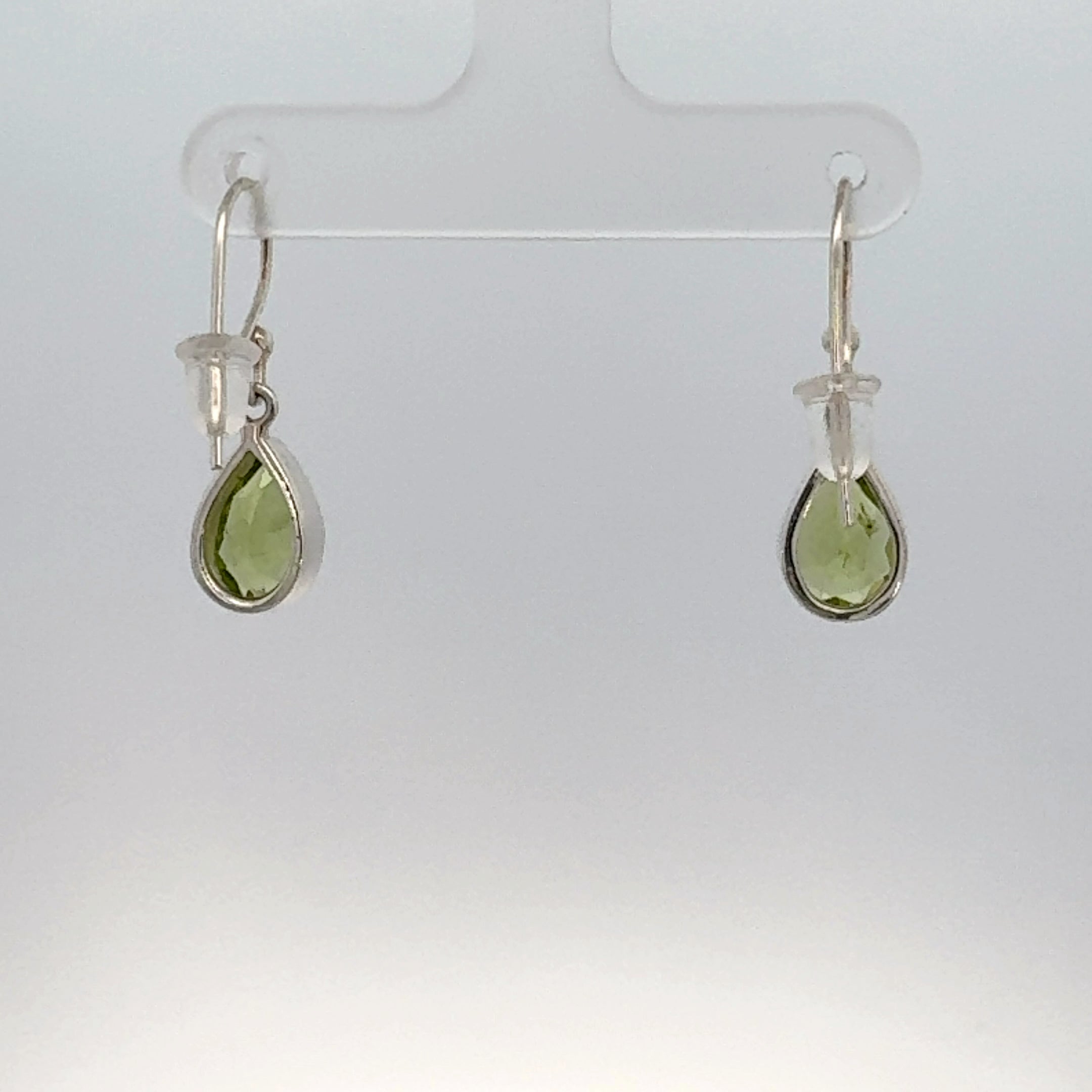 Pear Cut Peridot Earrings in Sterling Silver