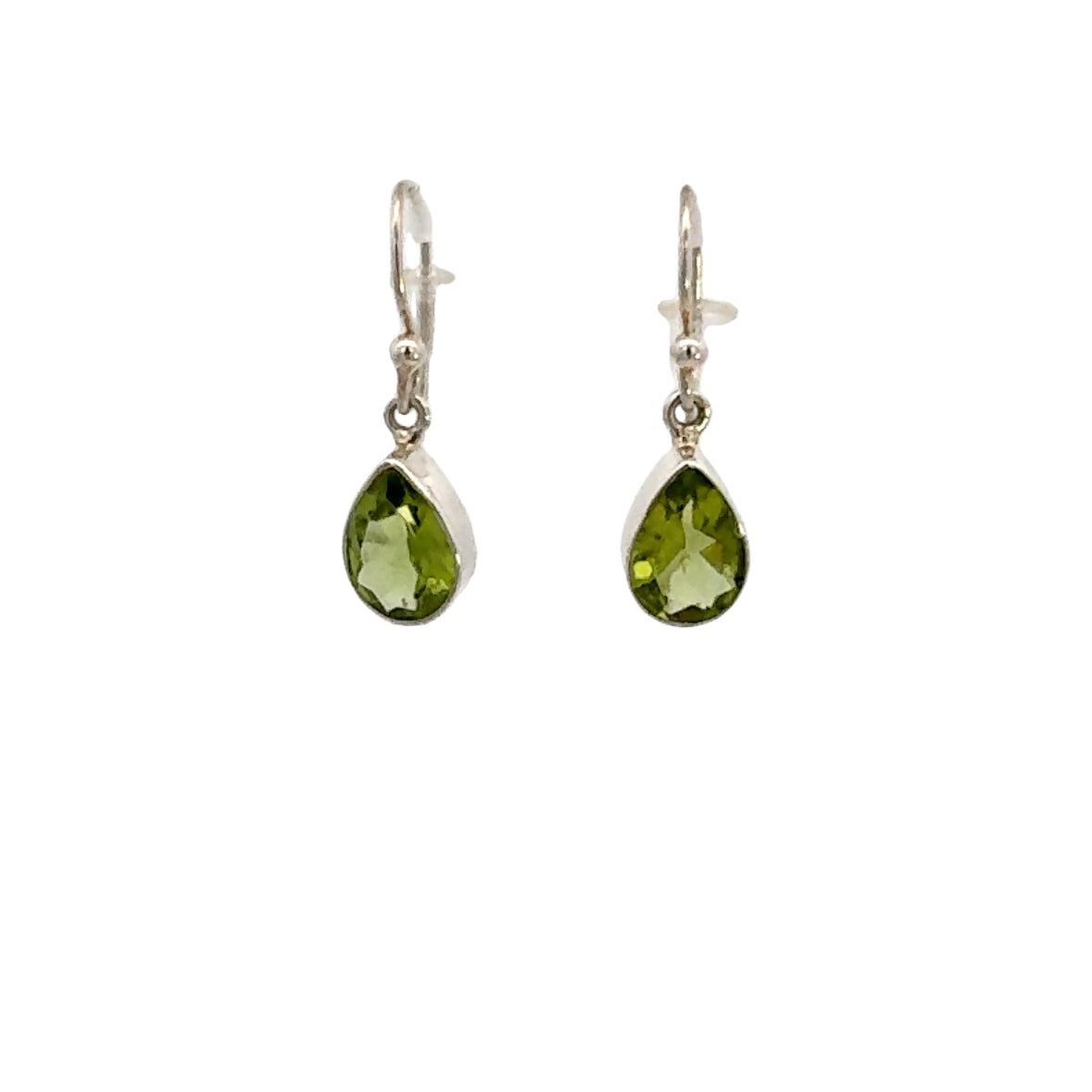 Pear Cut Peridot Earrings in Sterling Silver